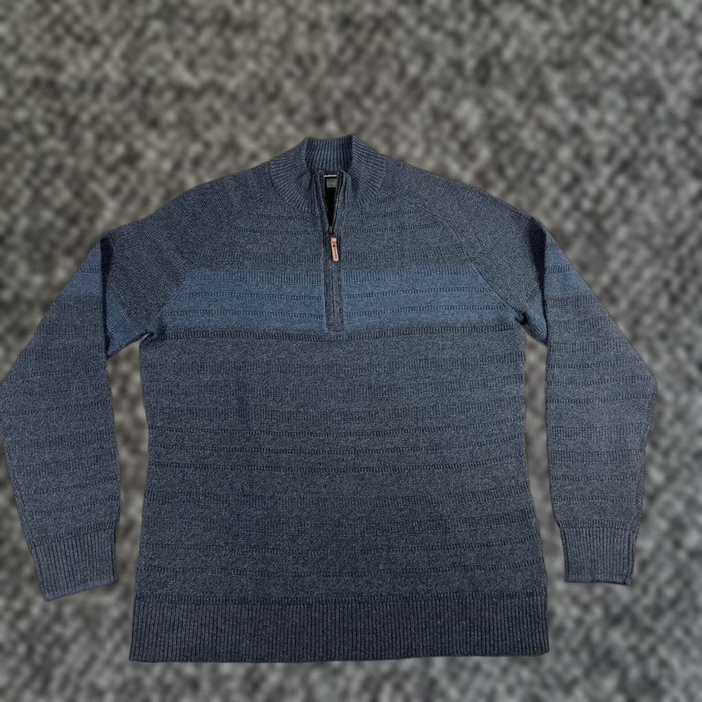 Smartwool SmartWool Mens L Sweater Ripple Ridge Stripe Half Zip Blue Pullover Wool Blend Zip Logo Zipper Accents 1/2 Zip Size US L / EU 52-54 / 3 - 1 Thumbnail