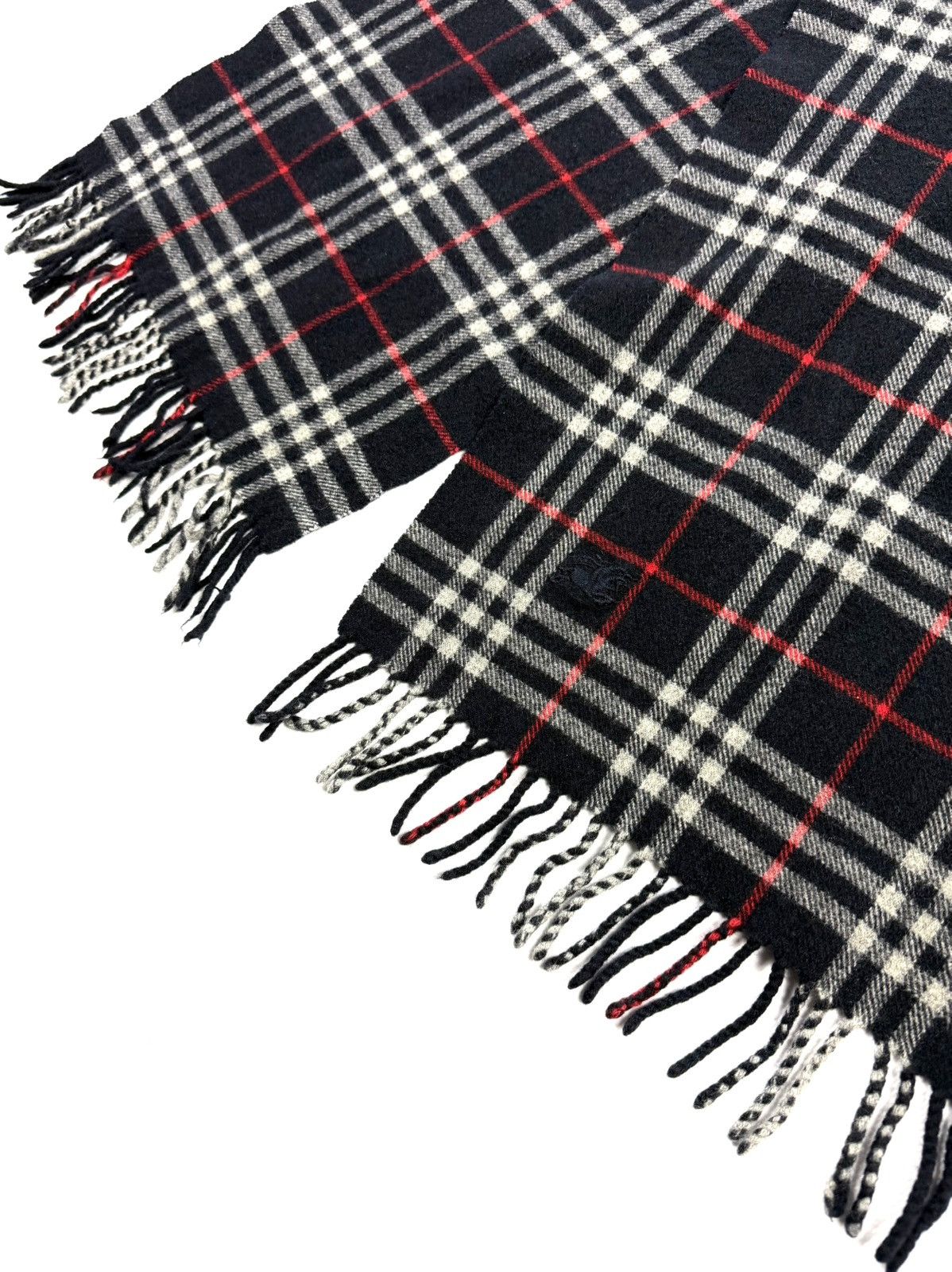 Burberry Burberry London Navy Wool Scarf Check Muffler Vintage Luxury Size ONE SIZE - 9 Thumbnail