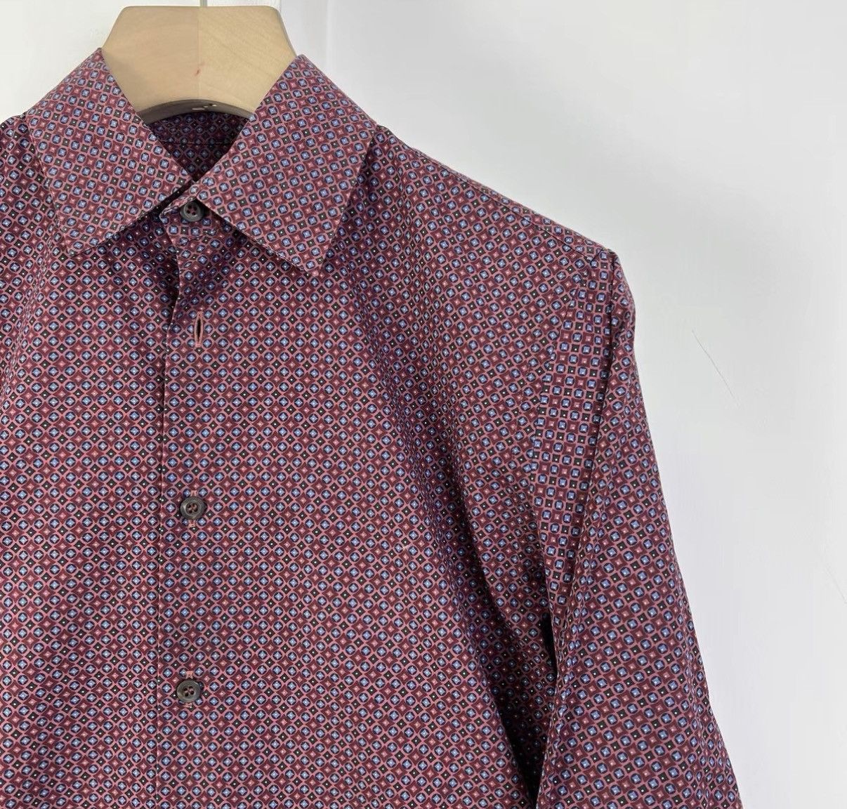 Prada Prada Burgundy Pattern Print Shirt K12 Size US XXS / EU 40 - 5 Thumbnail