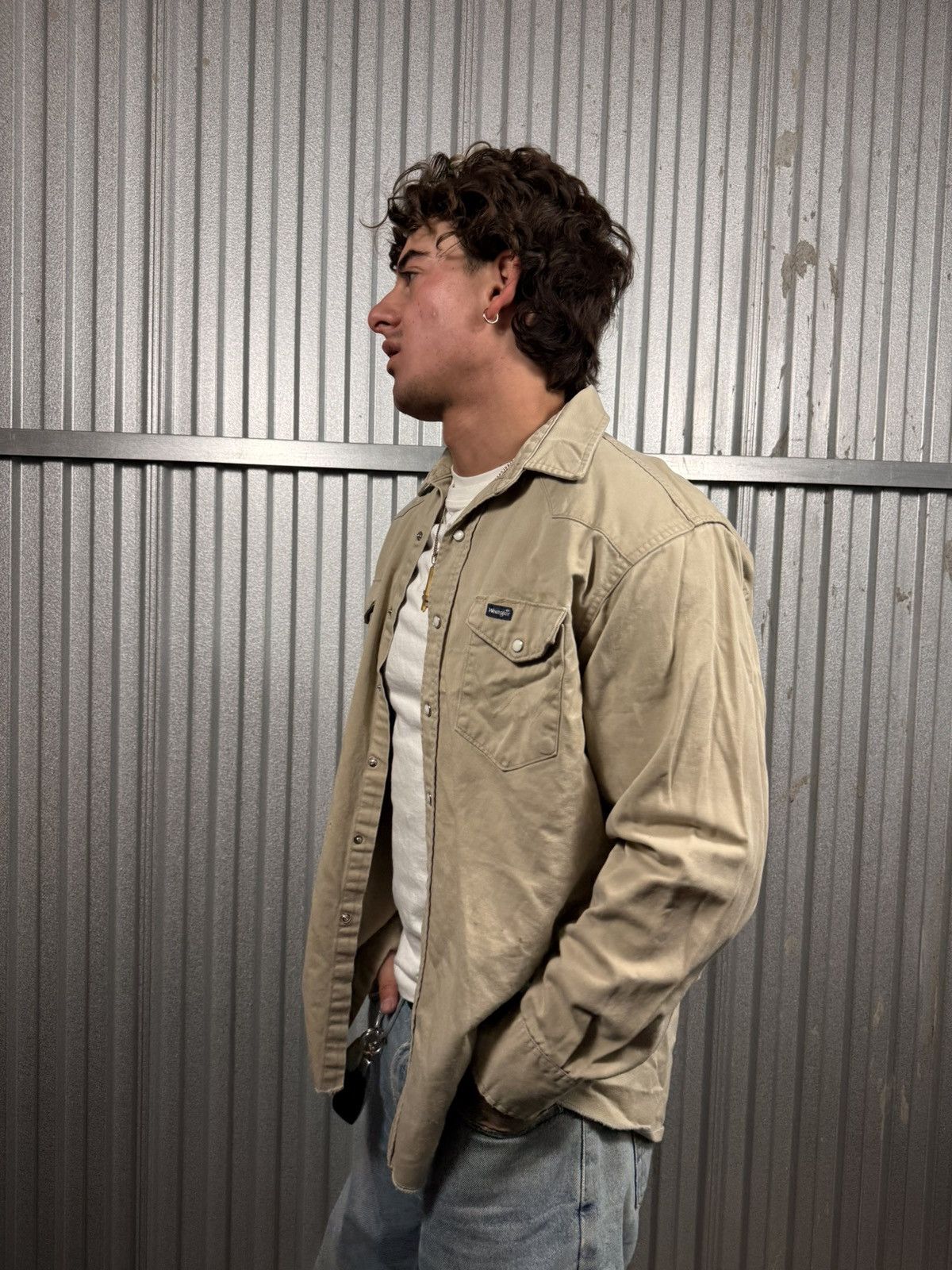 Wrangler Vintage Pearl Snap Western Wrangler Button Up Beige Shirt Size US M / EU 48-50 / 2 - 2 Thumbnail