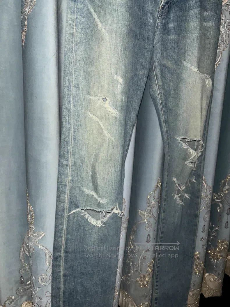 Saint Laurent Paris Saint Laurent Paris Cat Scratch Washed Light Blue Destroye Size US 31 - 3 Thumbnail