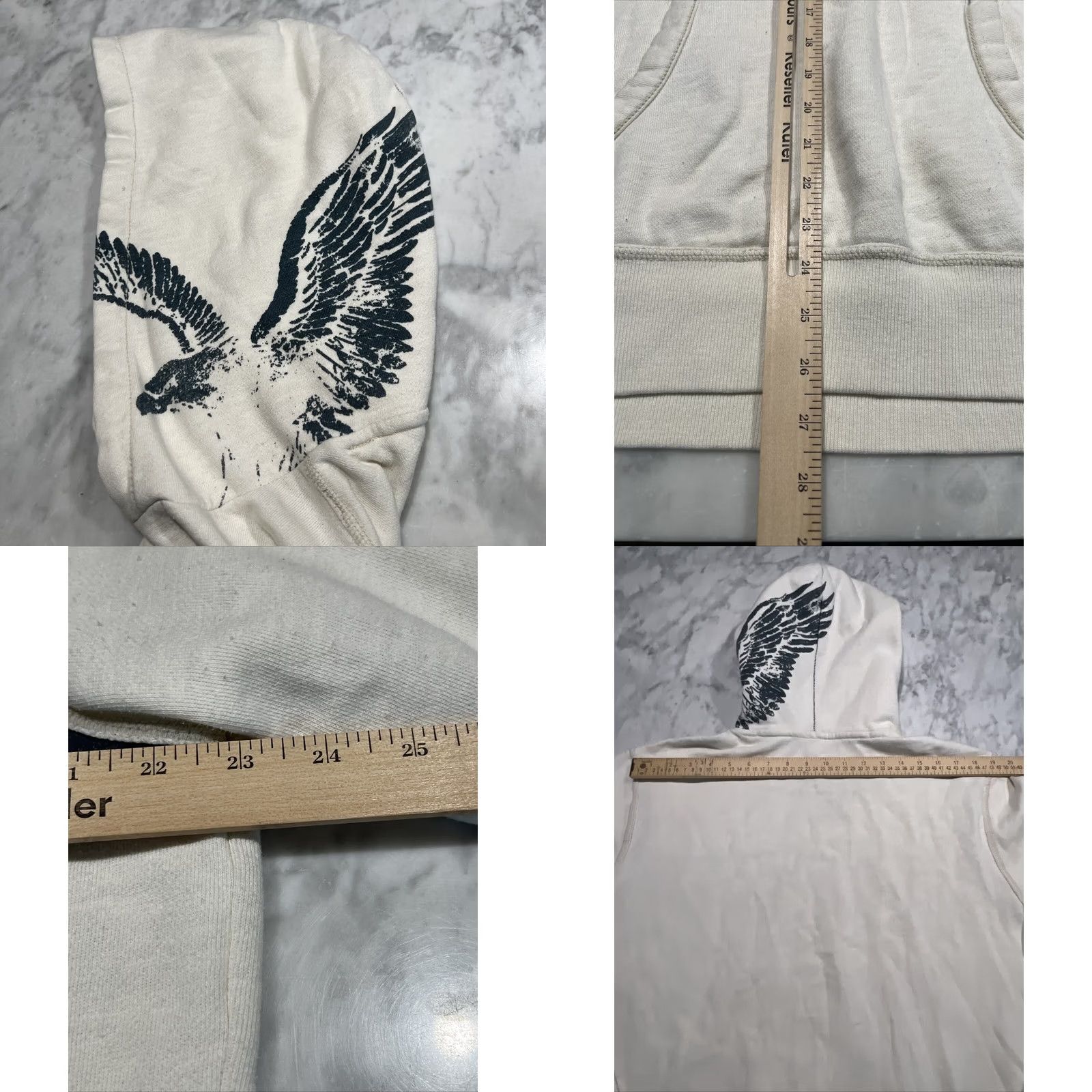 American Eagle Outfitters American Eagle Outfitters Hoodie Mens Large Eagle On Hood Graphic Print Pullover Beige Size US L / EU 52-54 / 3 - 8 Thumbnail