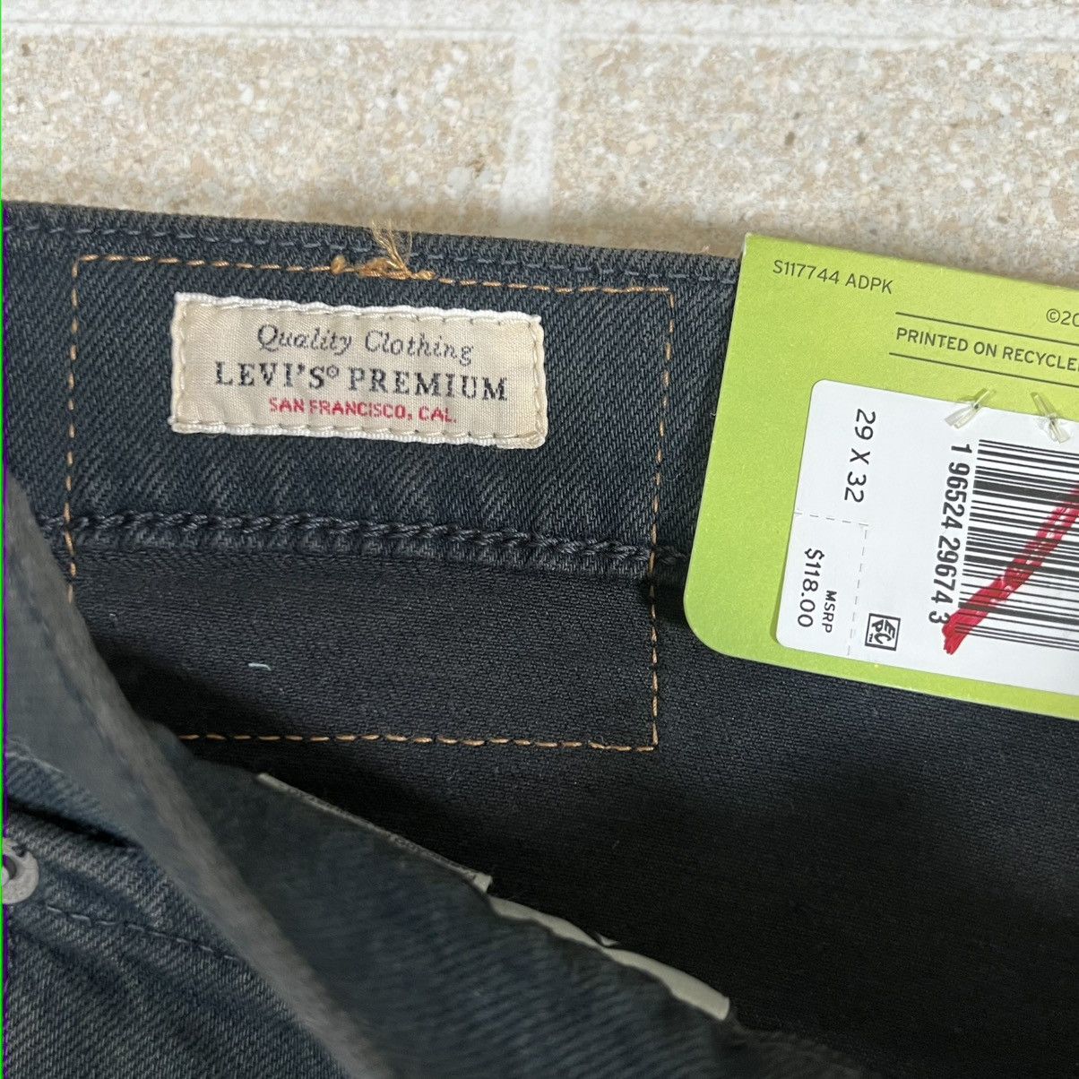 Levi's Levi's Men's 512 PREMIUM BIG E SLIM 29x32 Black Distressed Size US 29 - 3 Thumbnail