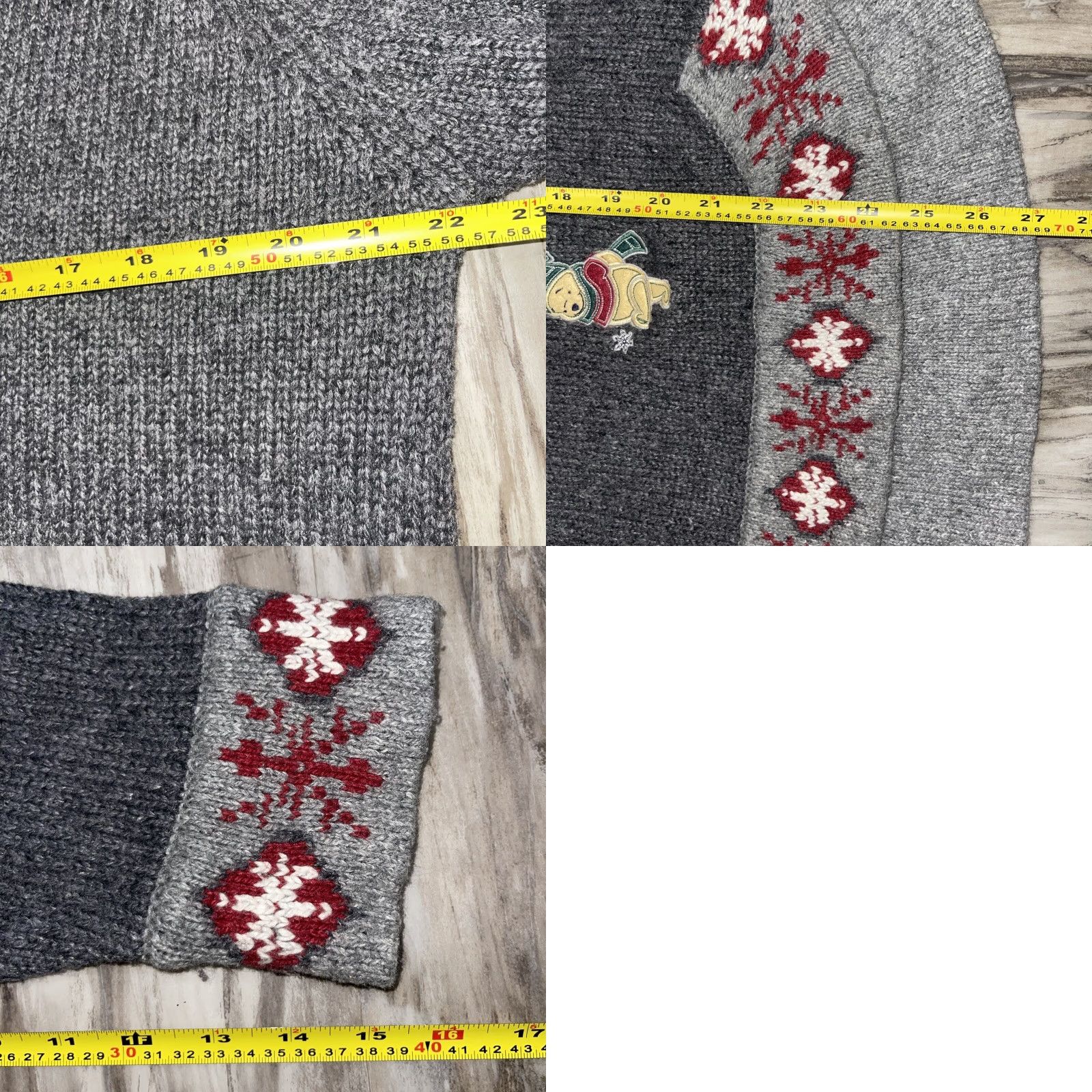 Disney Disney Winnie the Pooh Winter Sweater Womens M Lace Up Neck Gray Knit Pullover Size M / US 6-8 / IT 42-44 - 9 Thumbnail