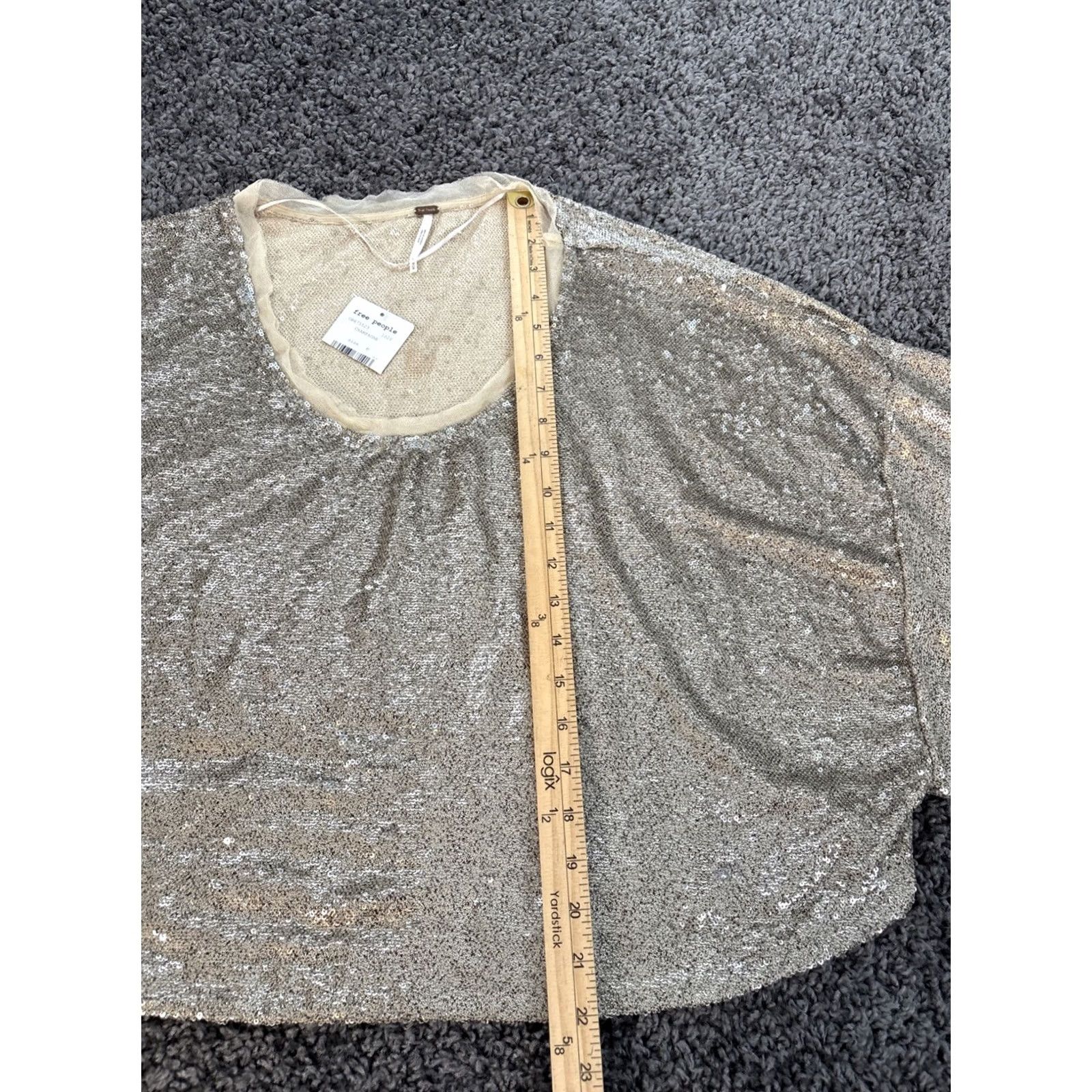 Free People Free People Champagne Dreams Sequin Top Blouse Women Oversized M Gold Size M / US 6-8 / IT 42-44 - 2 Thumbnail