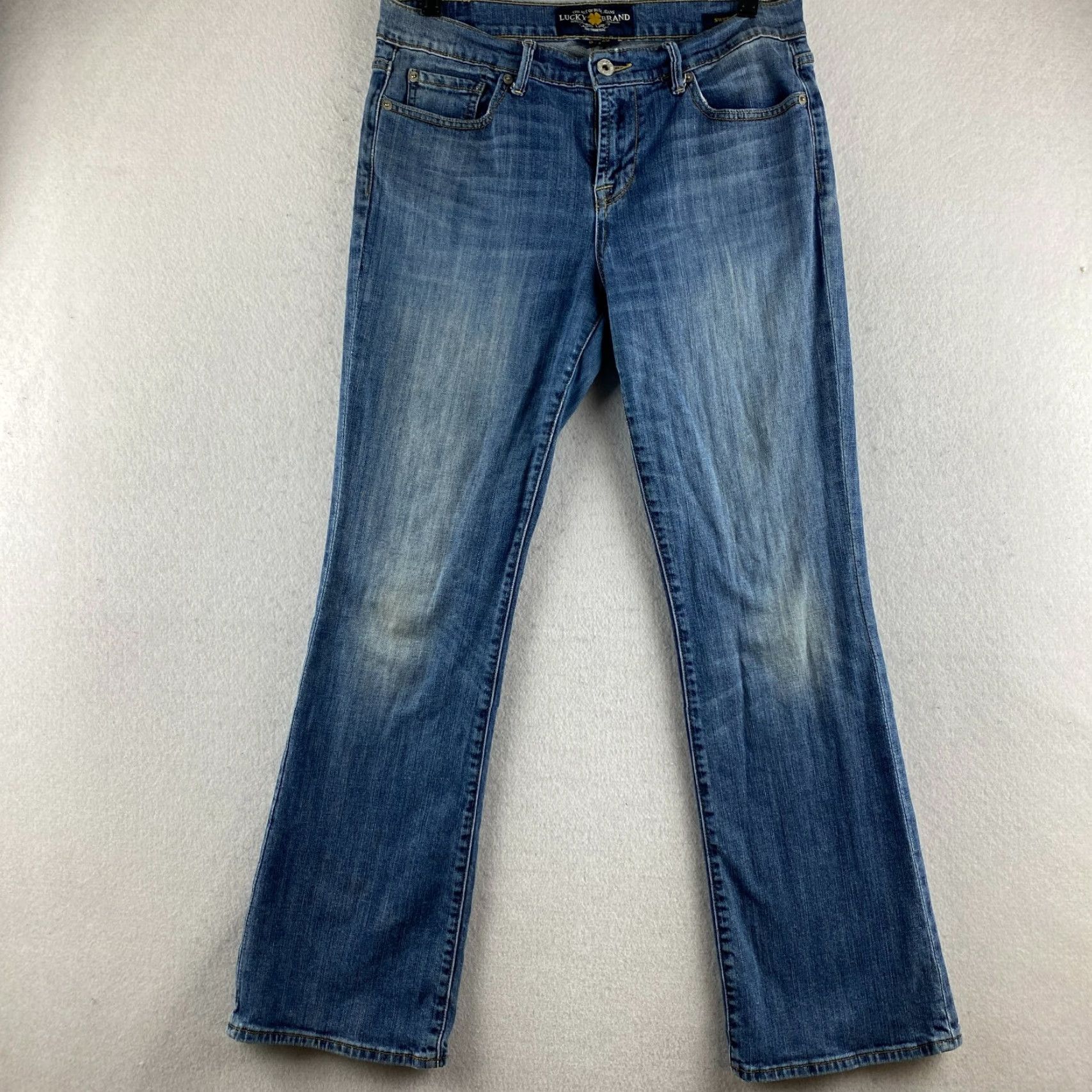 Lucky Brand Lucky Brand Jeans Womens 8/29 Blue Sweet N Low Distressed Flared Denim Pants Pockets 5-Pocket Regular Waist 31in Inseam 29in Cotton Blend Denim Size 30" / US 8 / IT 44 - 2 Thumbnail