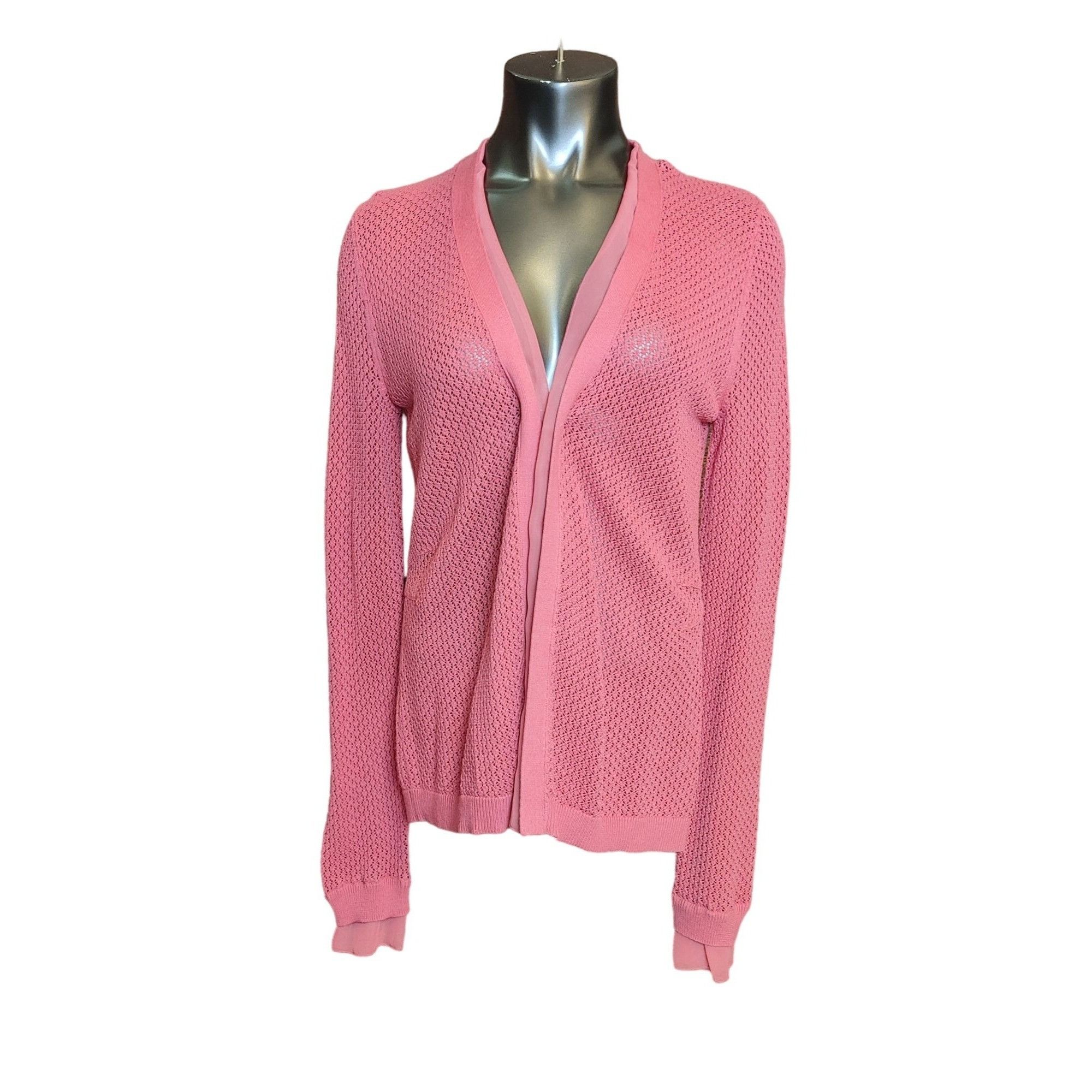 Anne Klein Anne Klein AK Red Long Sleeve Crochet Top Size L Size L / US 10 / IT 46 - 1 Thumbnail