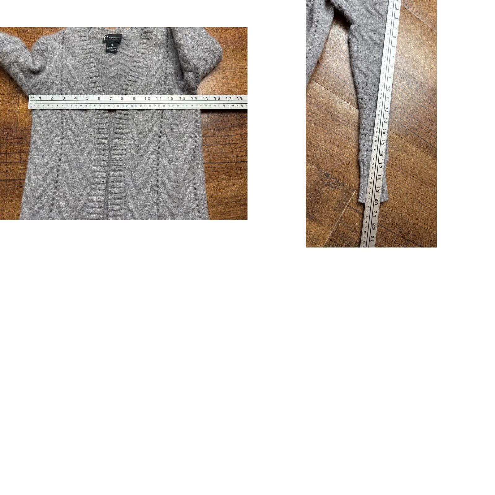 Bloomingdale's C by Bloomingdales 100% Cashmere Gray Open Front Fisherman Cardigan XXS Womens Sweater Knit Shirt Size XXS / US 00 / IT 34 - 8 Thumbnail