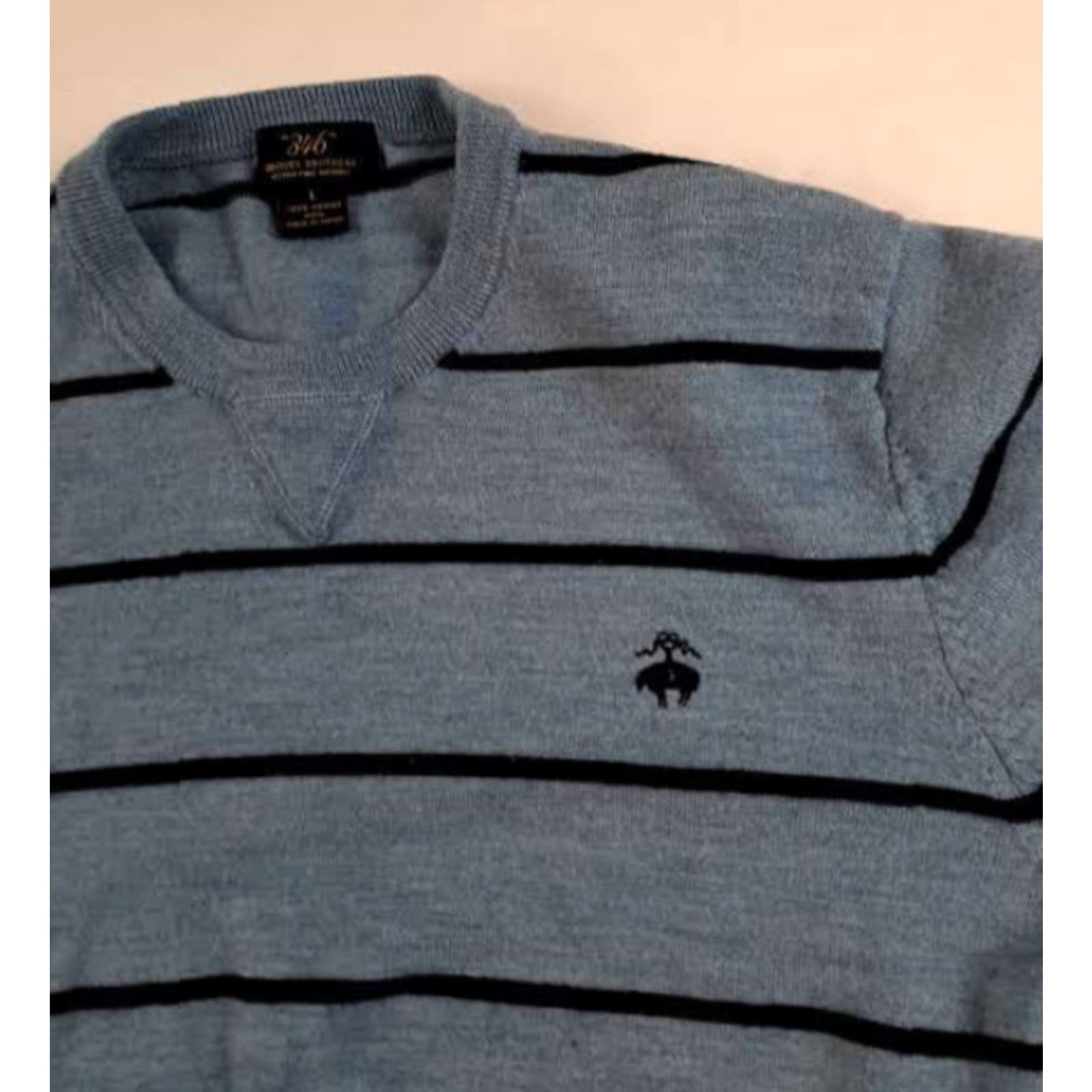 Brooks Brothers VINTAGE Brooks Brothers Sweater Knit Wool Striped V-Neck L Size US L / EU 52-54 / 3 - 2 Thumbnail