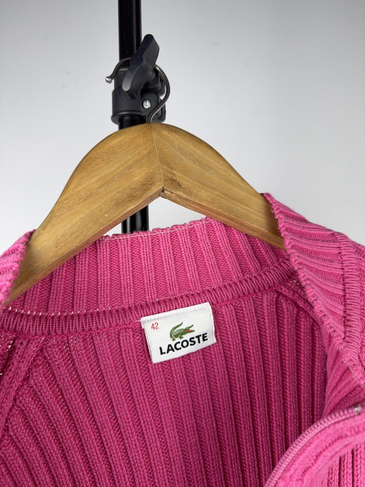 Lacoste 00s Luxury Vintage Lacoste Women’s Ribbed Zip Sweater Y2K Size S / US 4 / IT 40 - 6 Thumbnail