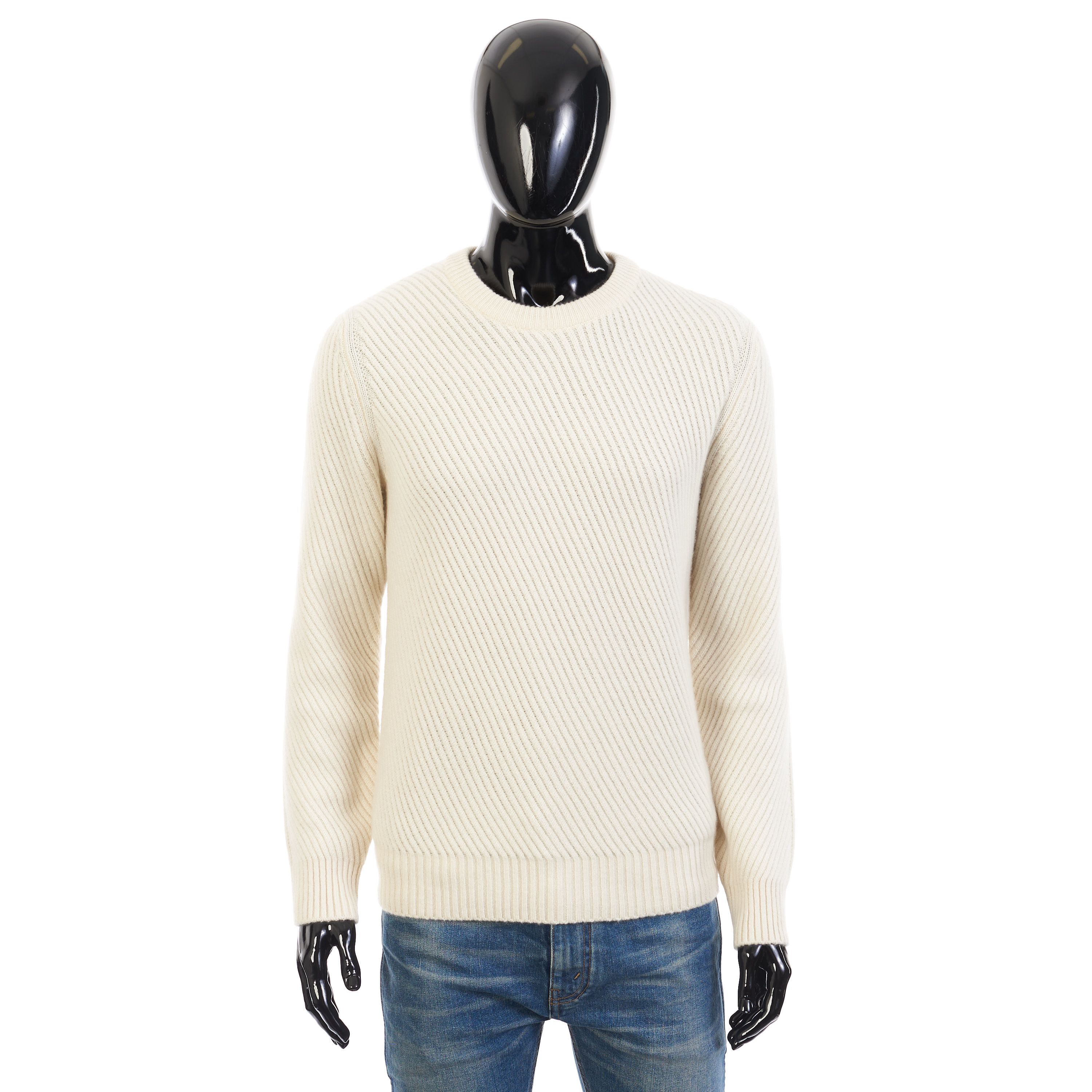 Brioni Ivory White Crew Neck Sweater - Sustainable Cashmere Size US XL / EU 56 / 4 - 1 Thumbnail