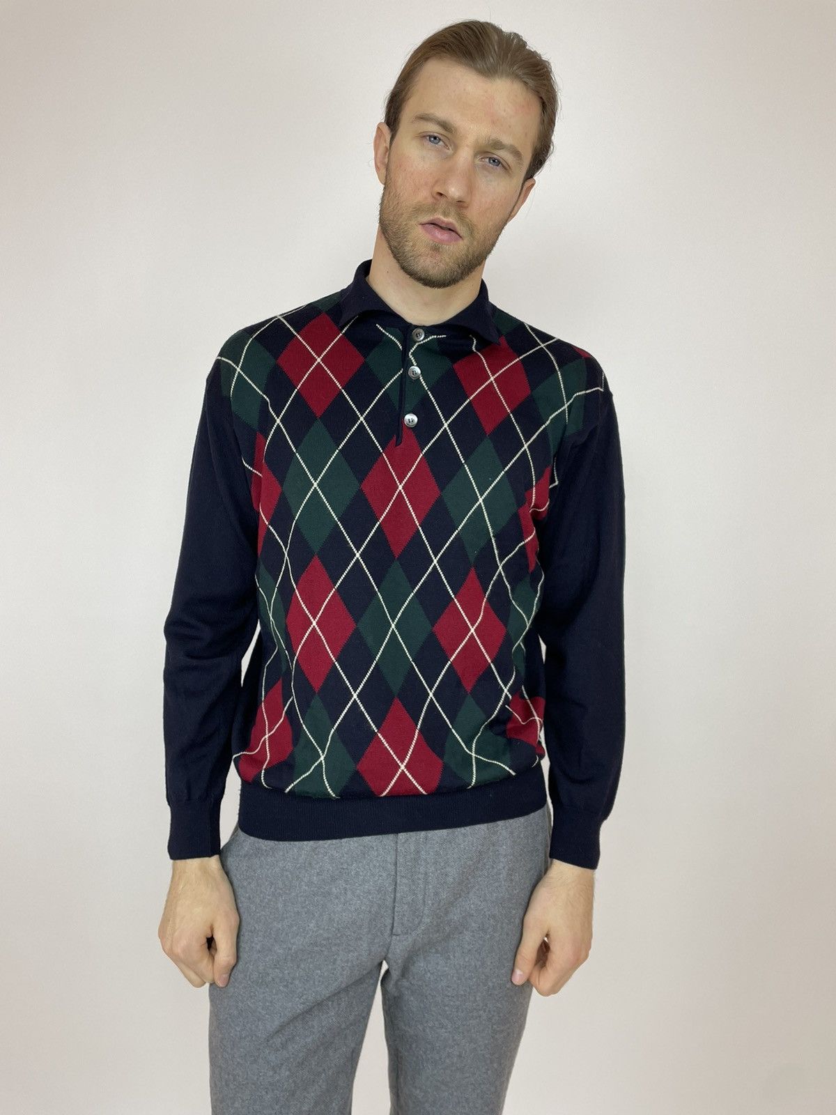 Japanese Brand × Vintage Royal Spencer Wool sweater knit Polo long sleeve size L-XL Size US XL / EU 56 / 4 - 8 Thumbnail