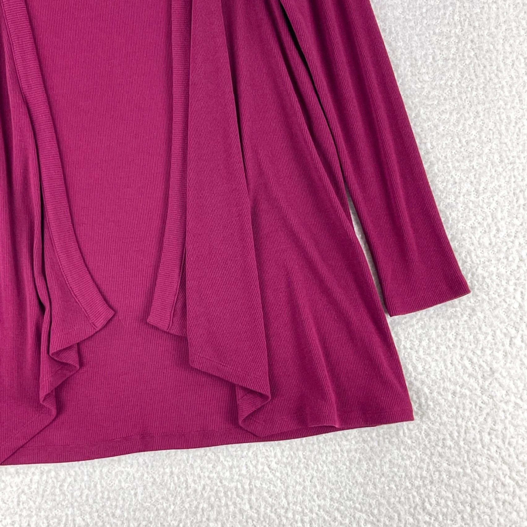 J. Jill J. Jill Cardigan Womens Medium Maroon Ribbed Long Sleeve Open Draped Front Knit Size M / US 6-8 / IT 42-44 - 3 Thumbnail
