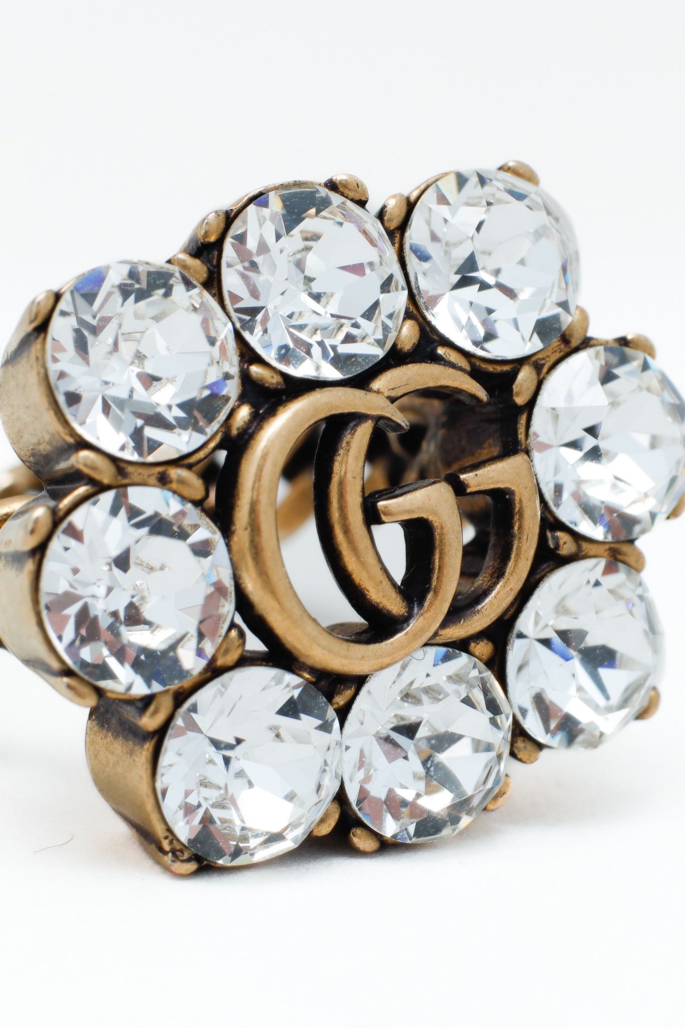 Gucci Gucci Double GG Crystal Link Ring Size ONE SIZE - 2 Thumbnail