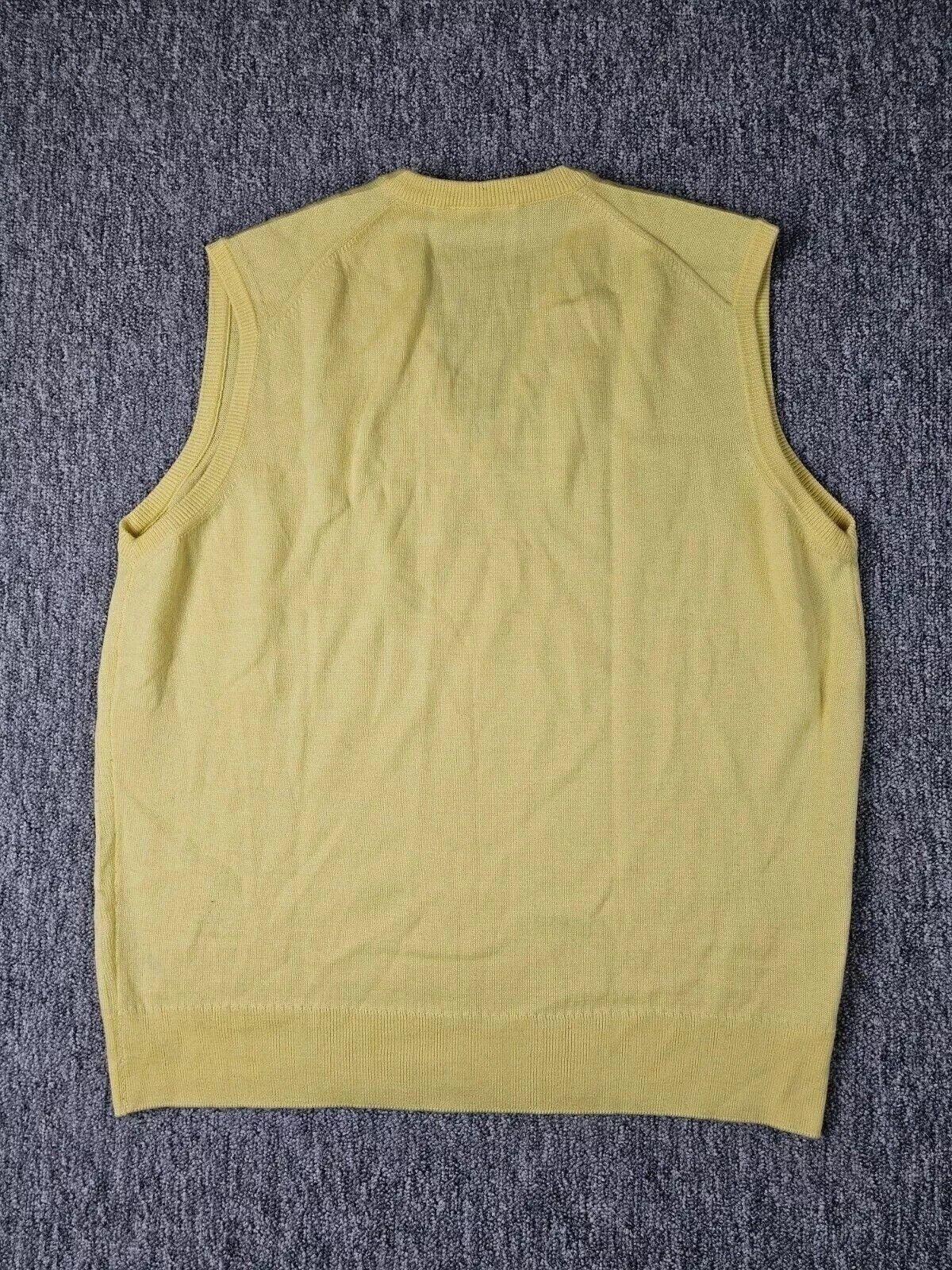 Lacoste Lacoste V-Neck Sweater Vest Yellow Cotton Crocodile Logo 2XL Size US XXL / EU 58 / 5 - 4 Thumbnail