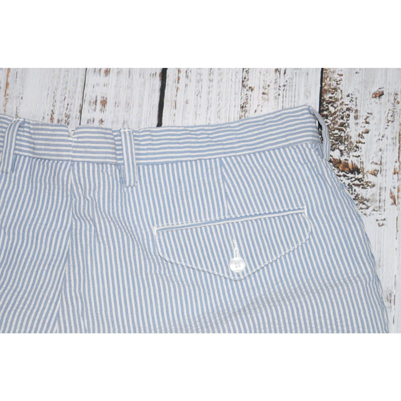 Polo Ralph Lauren POLO RALPH LAUREN MENS SEERSUCKER BLUE STRIPED BERMUDA SHORTS 35 SUSPENDER BUTTONS 90s Size US S / EU 44-46 / 1 - 8 Thumbnail