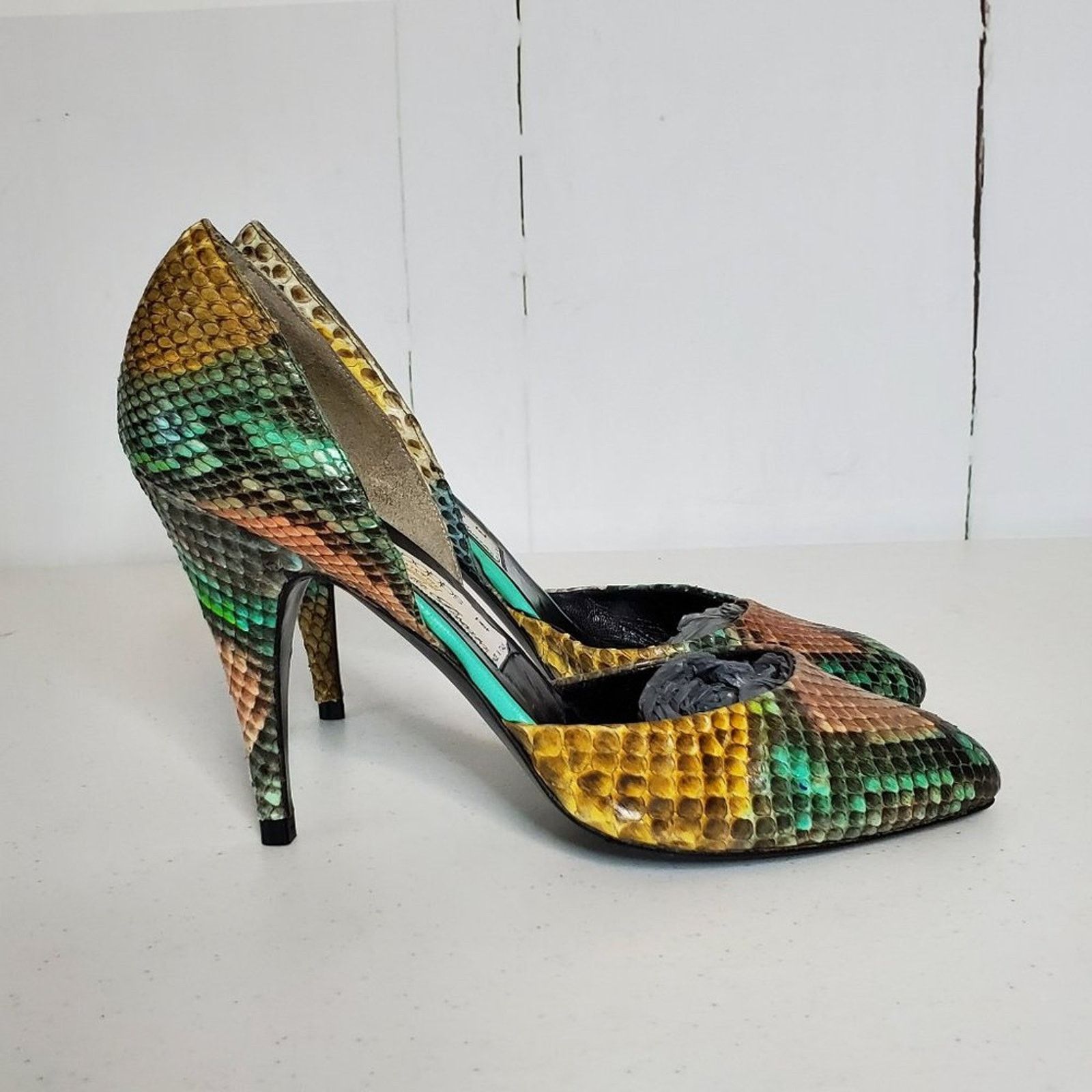 Designer Mary Popps Antonio da Pescara Snakeskin Leather Heels 39B Size US 9 / IT 39 - 2 Thumbnail