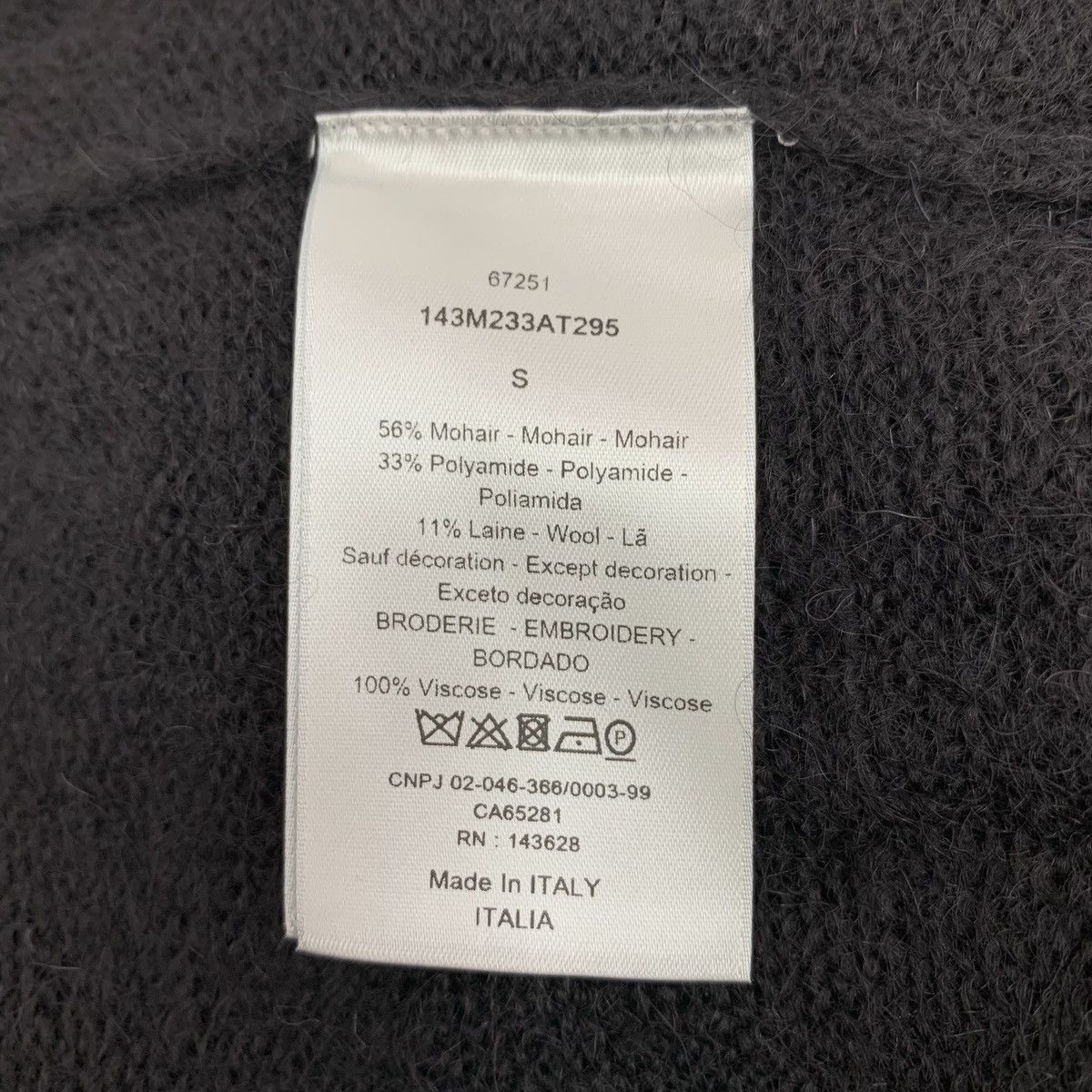 Dior Dior Black Logo Mohair V-neck Long Sleeve Knitwear K26WX Size US S / EU 44-46 / 1 - 7 Thumbnail