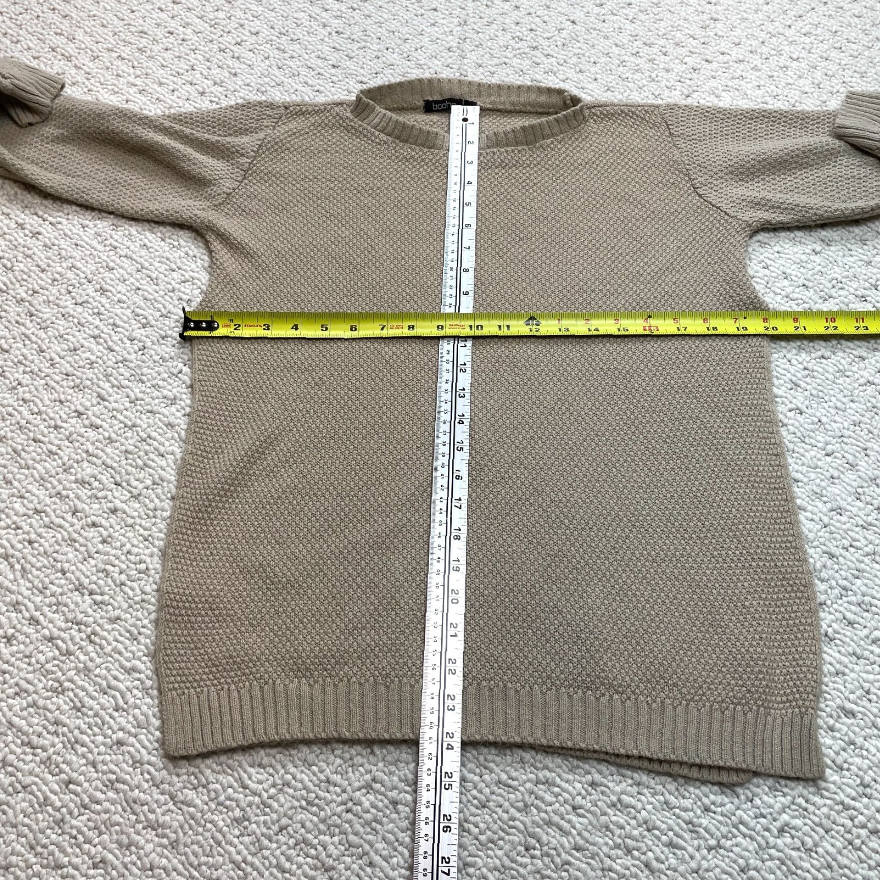 Boohoo VINTAGE Boohoo Sweater Top Womens S Beige Oatmeal Slit Sides Pullover Acrylic Solid Size S / US 4 / IT 40 - 4 Thumbnail