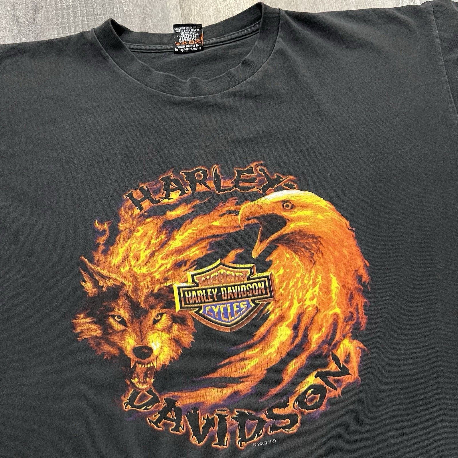 Harley Davidson VTG Harley Davdison Flames Eagle Wolf Grand Island Y2K Shirt Size US XL / EU 56 / 4 - 3 Thumbnail