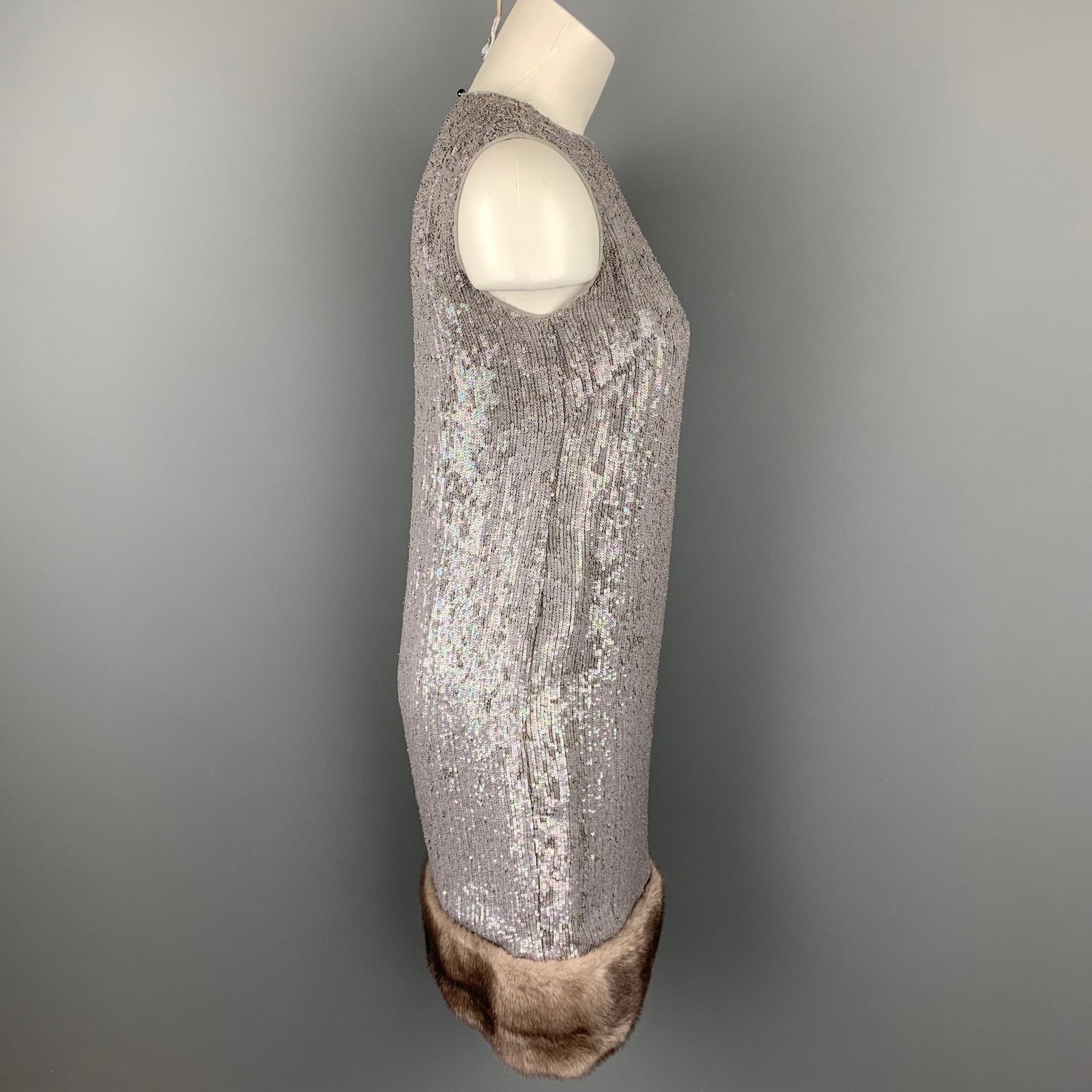 Other NORMAN AMBROSE Size 4 Mink Fur Panel Shift Cocktail Dress Size S / US 4 / IT 40 - 3 Thumbnail