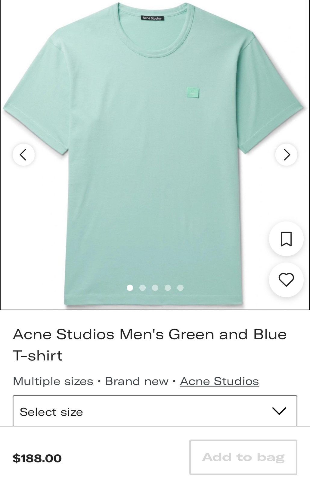 Acne Studios ACNE STUDIOS NASH FACE T-SHIRT SPEARMINT GREEN Size US XXL / EU 58 / 5 - 2 Thumbnail
