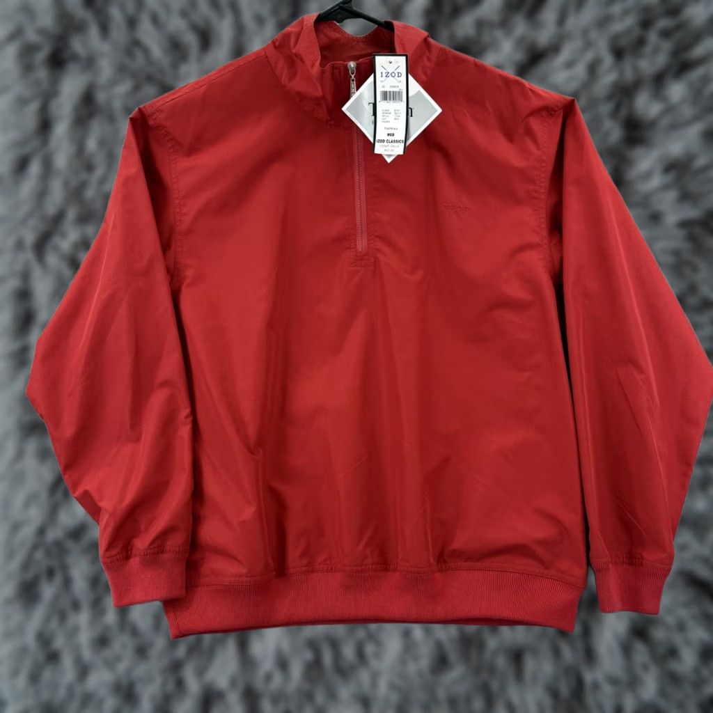 Izod VINTAGE IZOD Jacket Womens Red Windbreaker Jacket IZOD Medium Red 90s Sports Linen? (Note: No new words added; adjust as per constraints) Size M / US 6-8 / IT 42-44 - 1 Thumbnail
