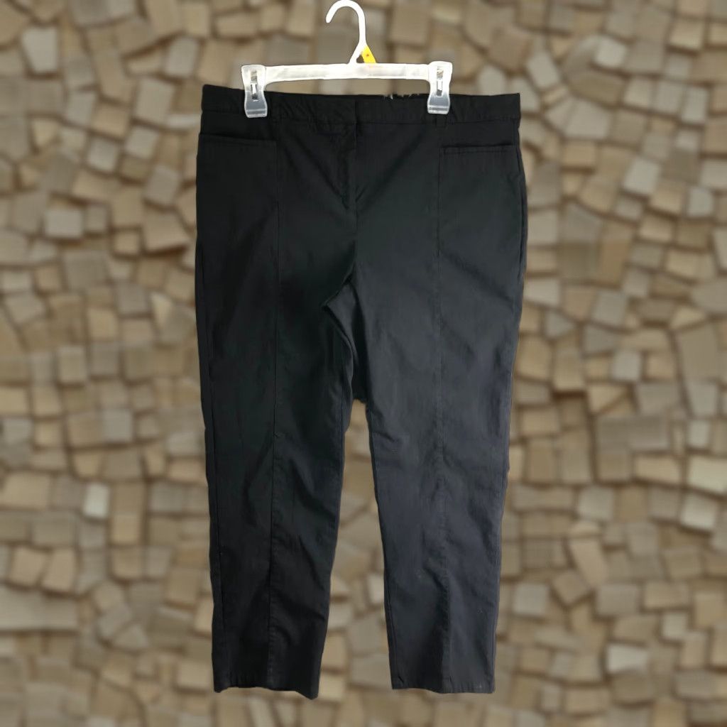 Vintage Style&co Womens Plus Size 18 Black Rayon Pants Stretch Cropped Mid Rise Straight Leg Front Flat Front Casual Mens Womens Boys Girls Size 40" / US 18 - 1 Thumbnail