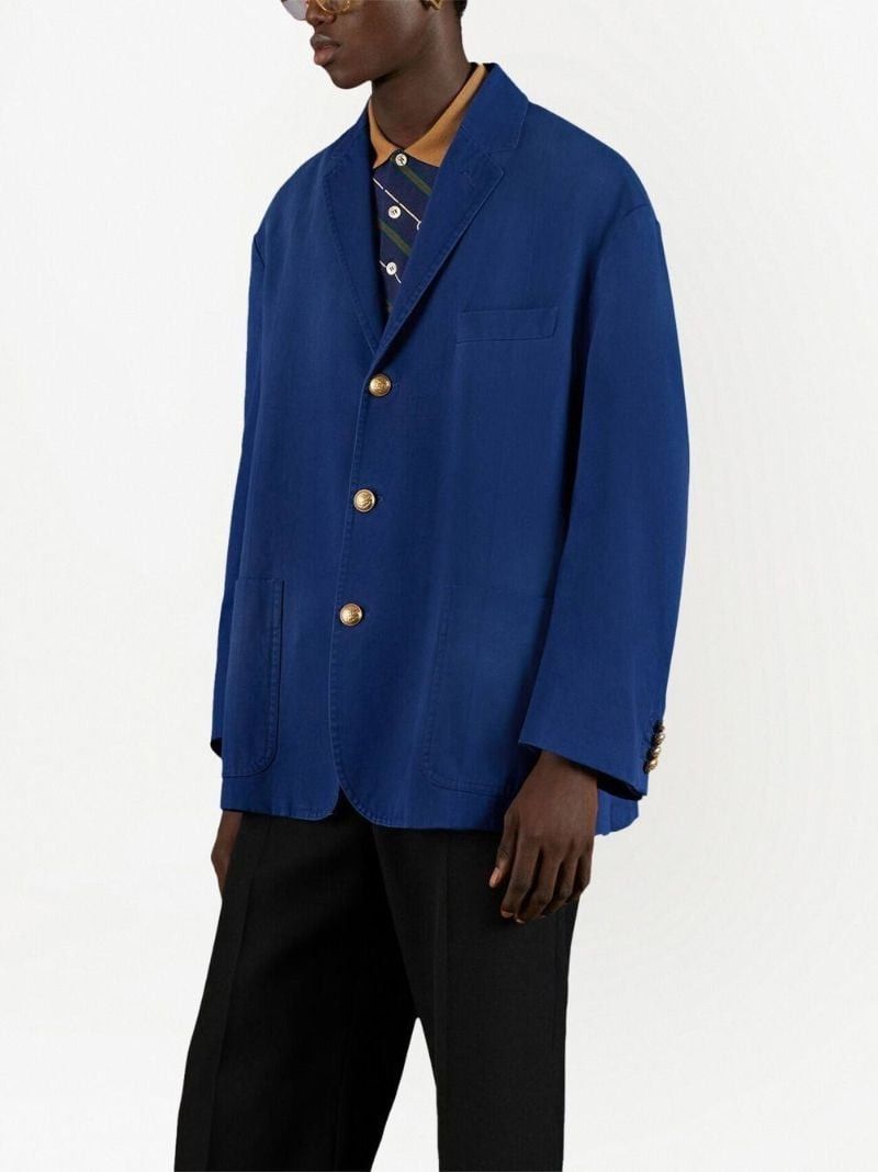 Gucci 50 L - Gucci Drill Jacket Cotton Blue Blazer Size US L / EU 52-54 / 3 - 3 Thumbnail