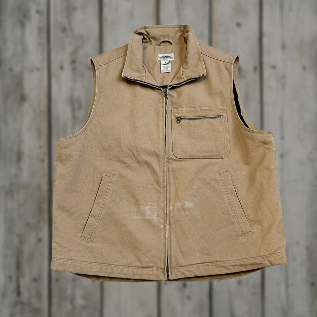 Vintage L.L.Bean Vest Mens XL Brown Katahdin Iron Works Full Zip Pockets Canvas Wool Size US XL / EU 56 / 4 - 1 Thumbnail