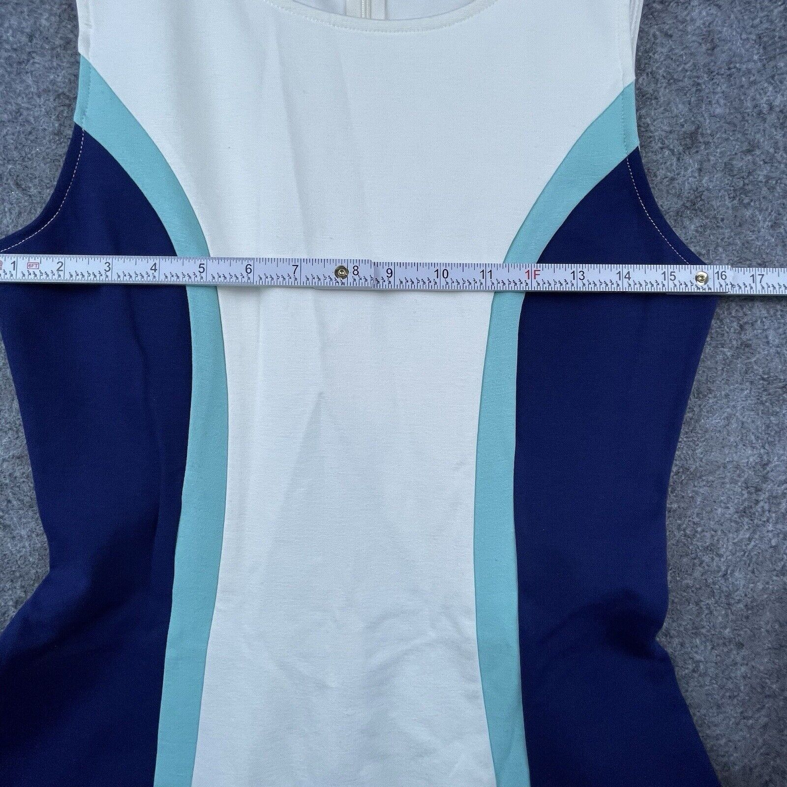 Quinn Quinn Dress Large White Blue Colorblock Sporty Stretch Size L / US 10 / IT 46 - 5 Thumbnail