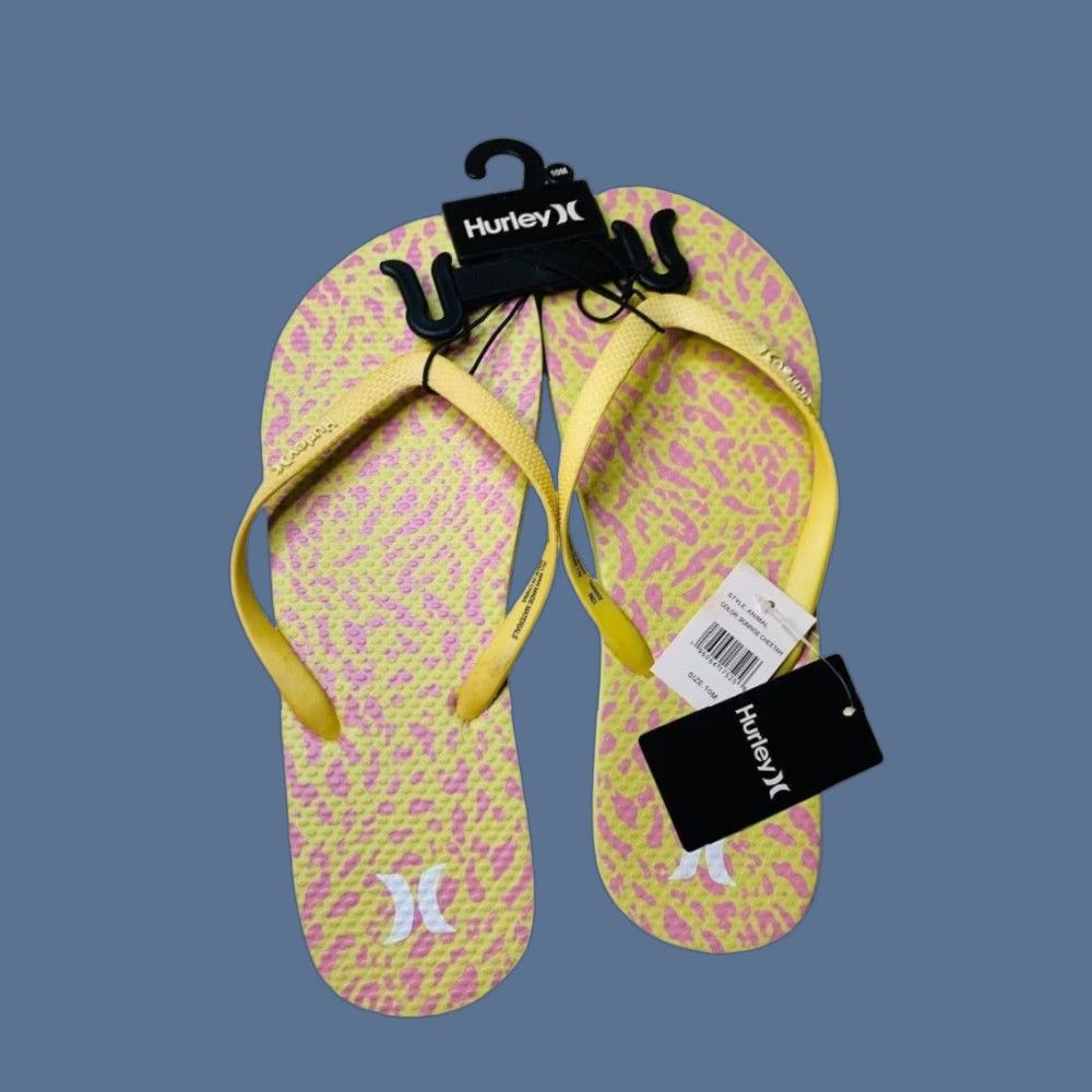 Hurley Hurley Womens Flip Flop Sandal 10M Multicolor Yellow Pink Cheetah Sunrise Size US 10 / IT 40 - 1 Thumbnail