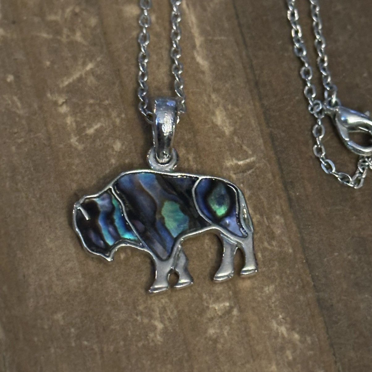 Other Silver tone abalone Buffalo pendant necklace Size ONE SIZE - 3 Thumbnail