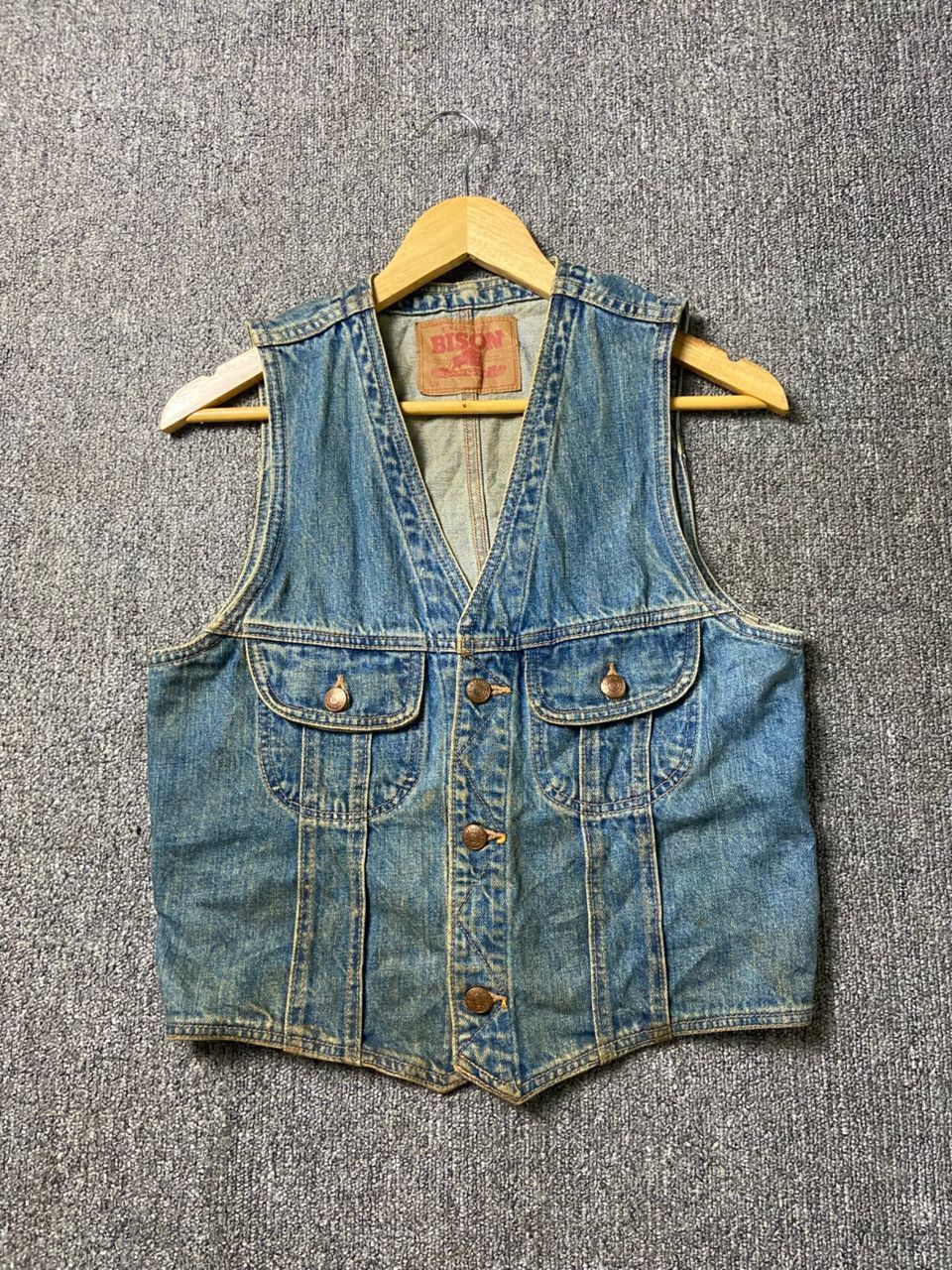 Japanese Brand Bison Country Sleeveless Jean Vest (186) Size M / US 6-8 / IT 42-44 - 1 Thumbnail