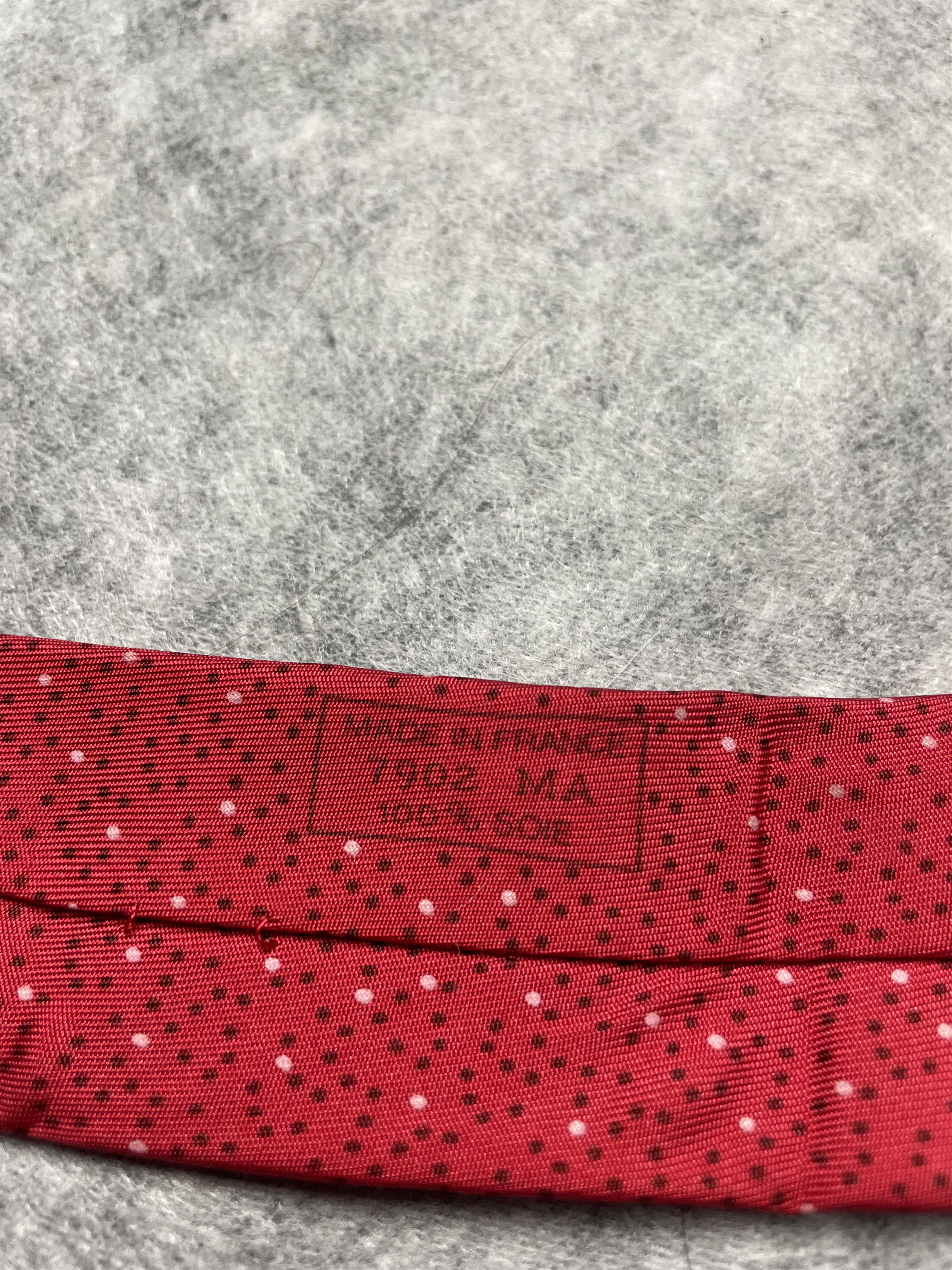 Hermes HERMES Paris 7902 MA Polka Dot Pattern Red Silk Tie Size ONE SIZE - 5 Thumbnail