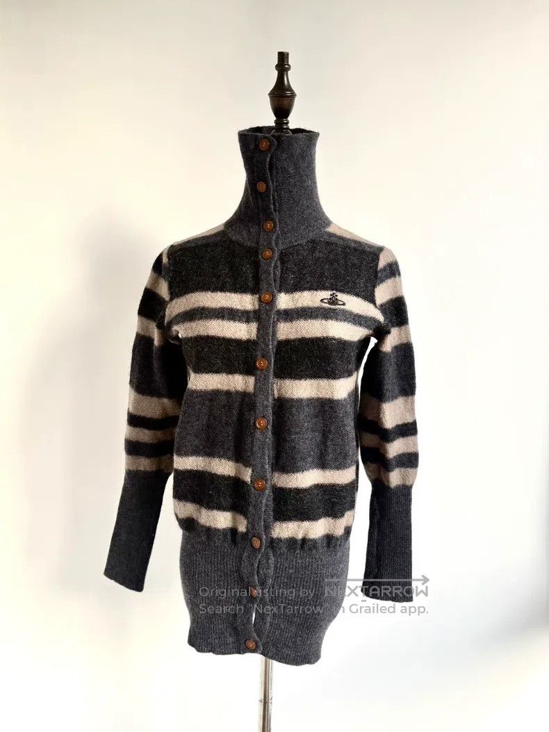 Vivienne Westwood Vivienne Westwood Gray Striped Wool Knit Wavy Edge Jacket Size M / US 6-8 / IT 42-44 - 2 Thumbnail