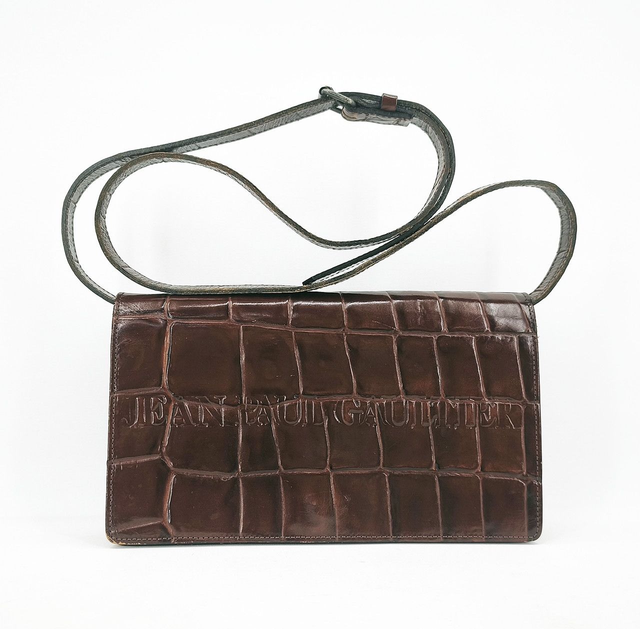 Jean Paul Gaultier JEAN PAUL GAULTIER Brown Croc embossed clutch sling bag Size ONE SIZE - 2 Thumbnail