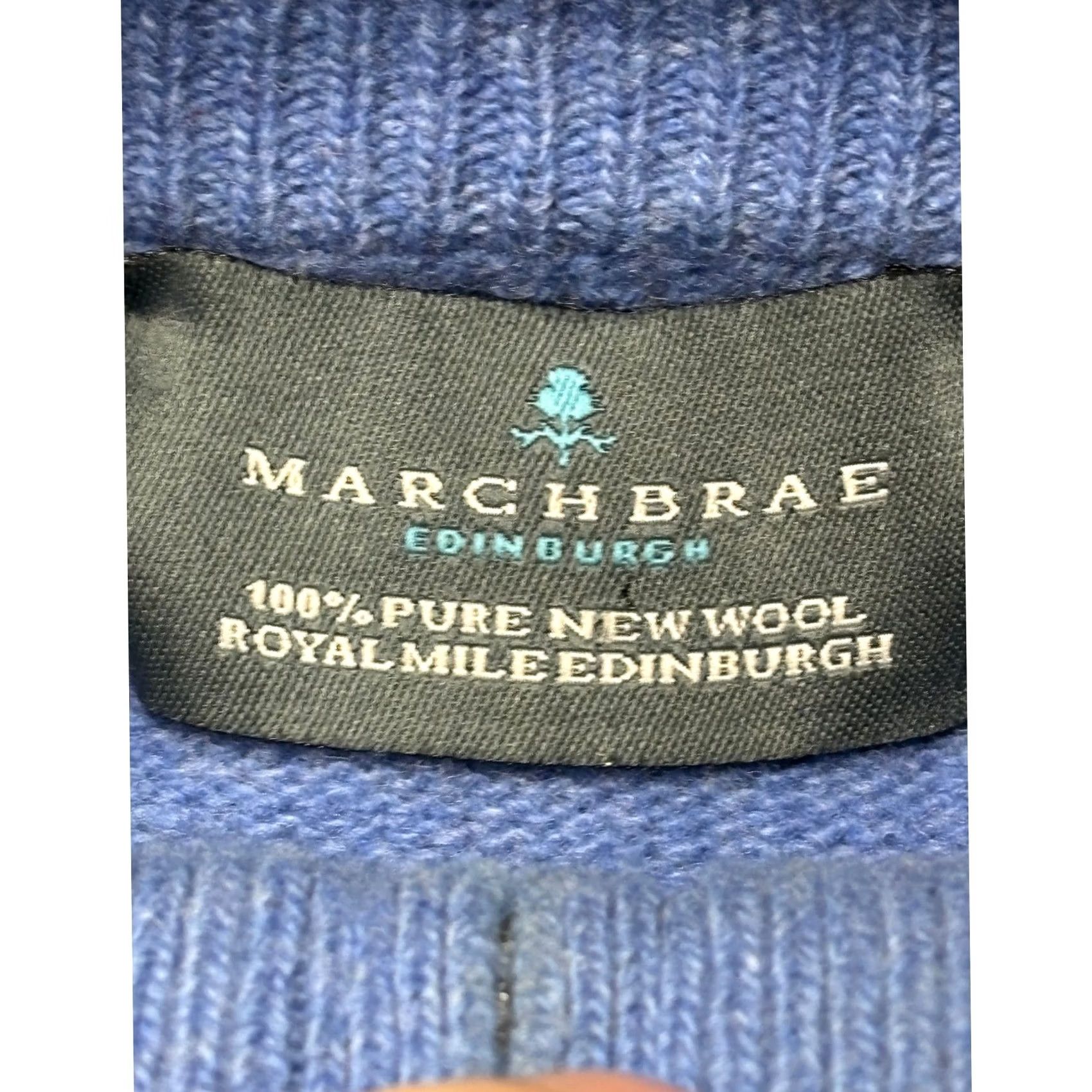 Vintage Marchbrae Edinburgh Wool Sweater Quarter Zip Men L Blue Pullover Mock Neck Size US L / EU 52-54 / 3 - 2 Thumbnail