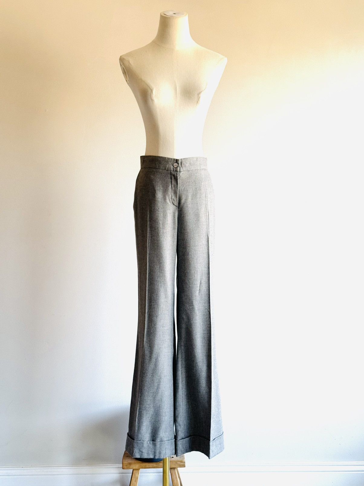 Blumarine Bluegirl by Blumarine crust trim cuffed gray trousers 42 Size 28" / US 6 / IT 42 - 1 Thumbnail