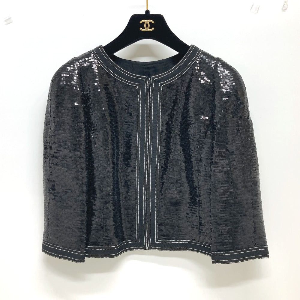 Chanel Chanel P45044 Sequin Three-Quarter Sleeves Outer Jacket Apparel (Clothing) Women Black Size XS / US 0-2 / IT 36-38 - 1 Thumbnail