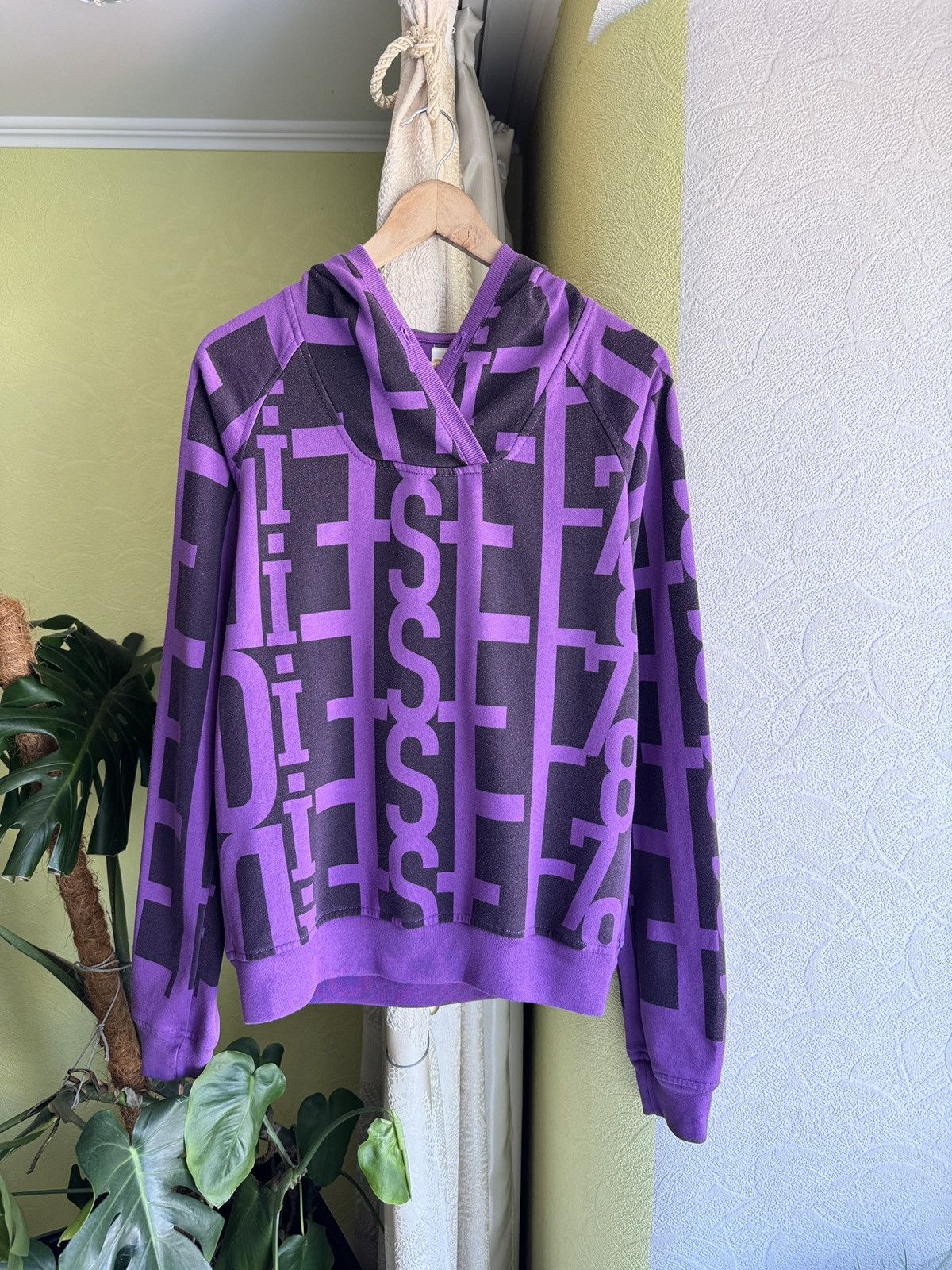 Diesel Vintage 00s Diesel Monogram Spellout avant garde Hoodie y2k Size US L / EU 52-54 / 3 - 3 Thumbnail