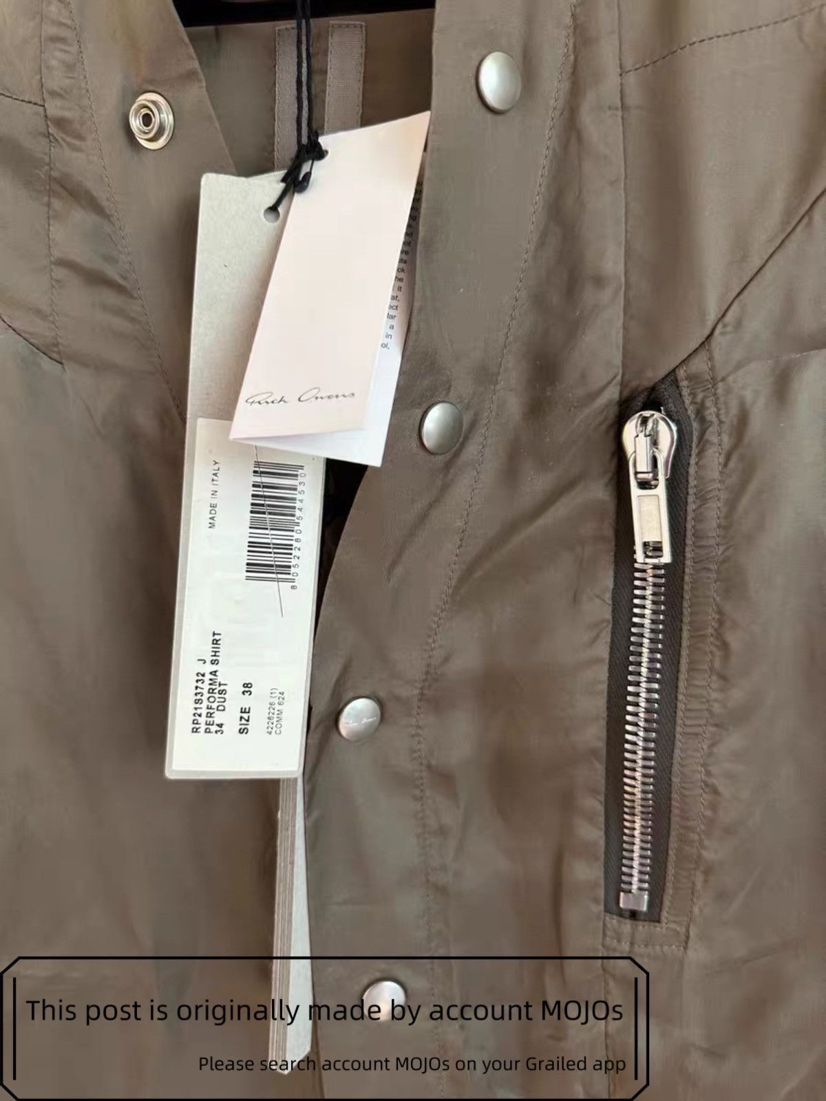 Sz 38 Rick Owens Larry Rivet Shirt Jacket mojos1629