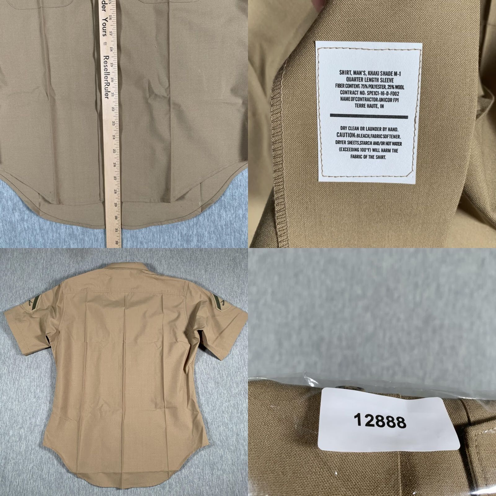 Vintage Defense Logistics Agency Shirt Mens 16 Khaki Quarter Sleeve Uniform Wool Blend Size US L / EU 52-54 / 3 - 8 Thumbnail
