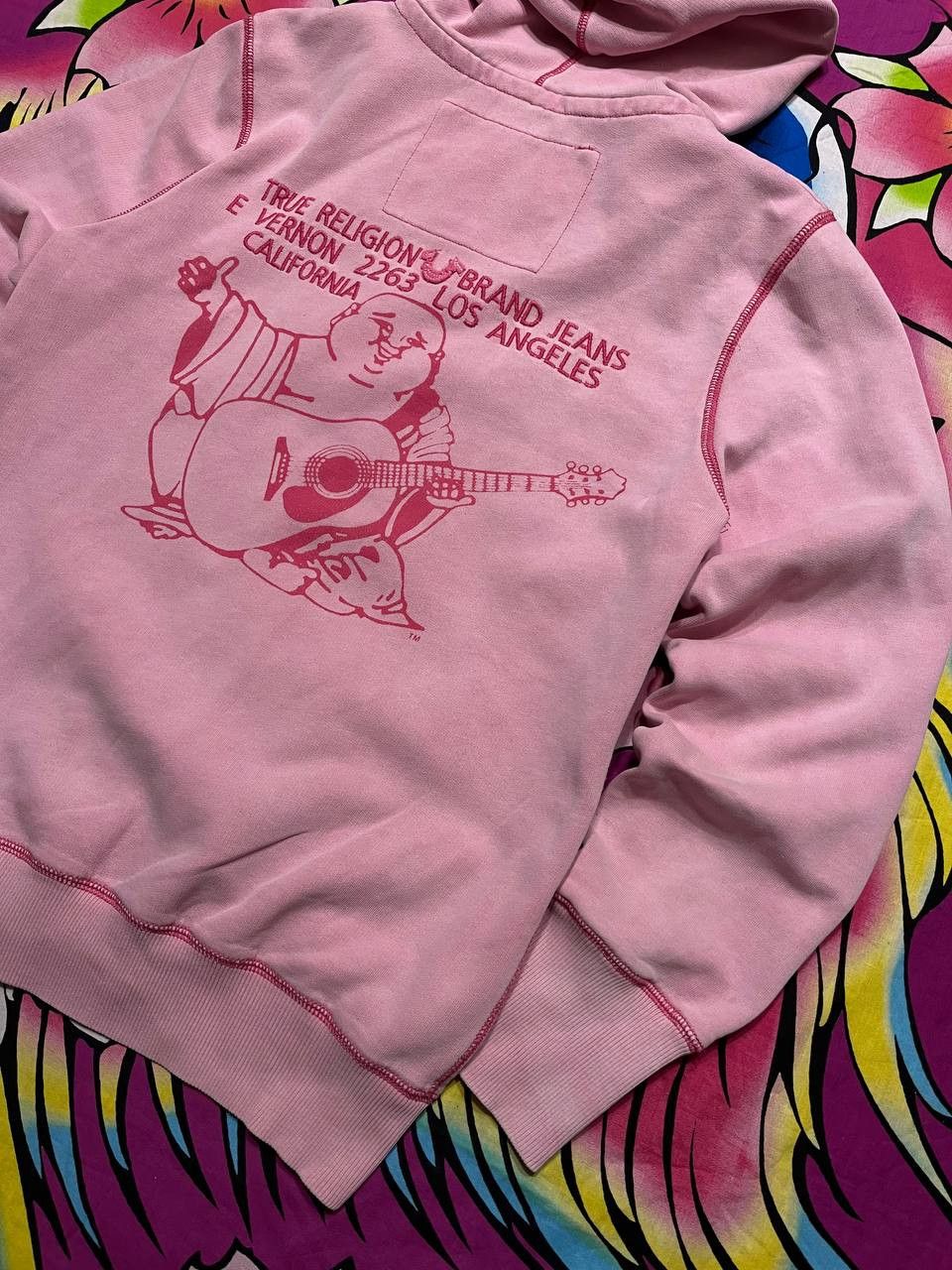 Japanese Brand True Religion zip hoodie y2k style pink big logo Size L / US 10 / IT 46 - 6 Thumbnail