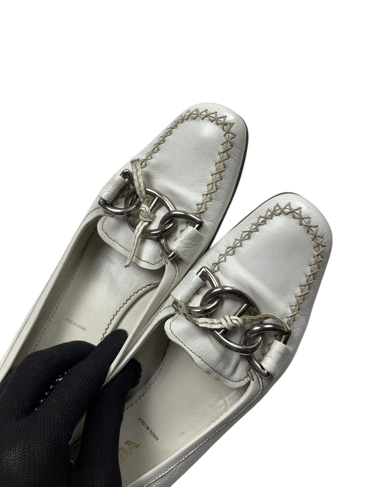 Prada × Vintage Vintage Prada Leather Loafers with Metal Chain Size US 7 / IT 37 - 9 Thumbnail