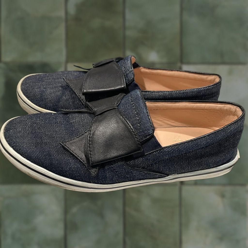 Denime Kate Spade New York Sneakers Delise Too Indigo Denim Black Nappa Bow Size 7B Size US 7 / IT 37 - 1 Thumbnail