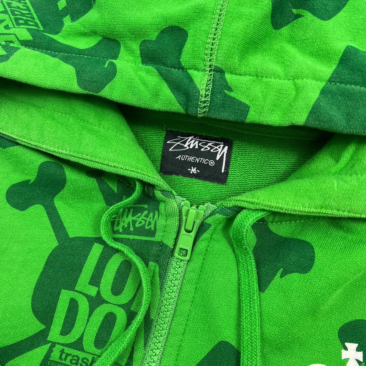 Stussy Vintage 2000s Stussy Skull Zip Up Hoodie Green - Medium Size US M / EU 48-50 / 2 - 5 Thumbnail