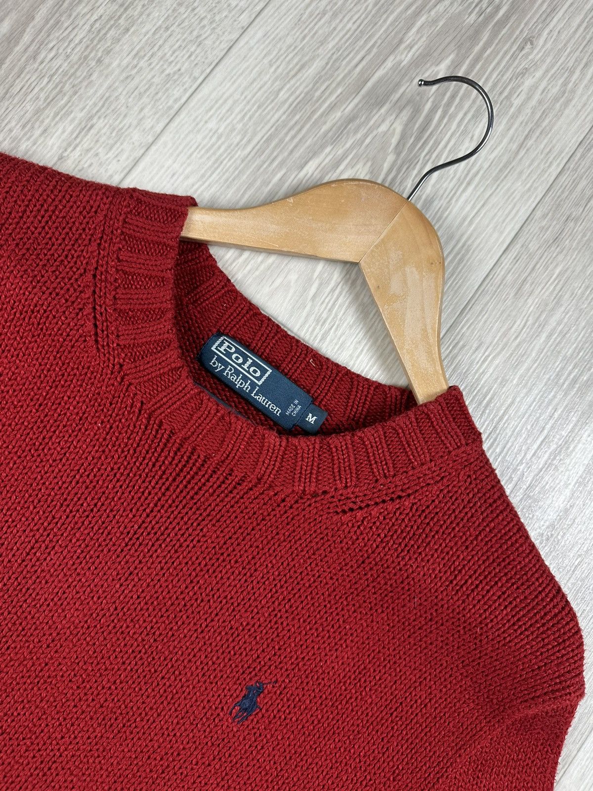 Polo Ralph Lauren × Ralph Lauren × Vintage Vintage 90s knitted PRL Polo Ralph Lauren Red Basic Sweater Size US M / EU 48-50 / 2 - 6 Thumbnail