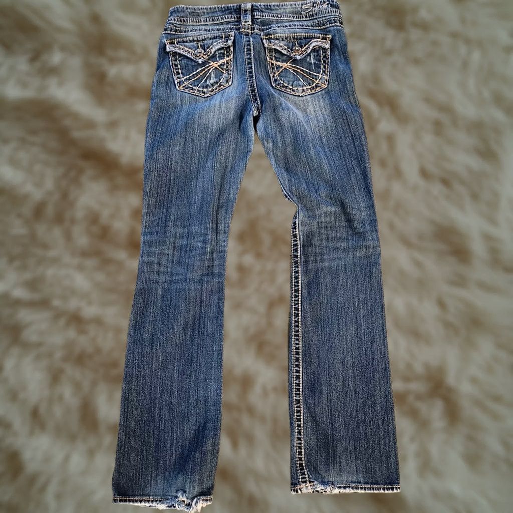 Silver Jeans Co. VINTAGE Silver Jeans Pioneer Bootcut Jeans Women's 29x33 Thick Stitch Distressed Stretch Jeans Size 29" - 1 Thumbnail