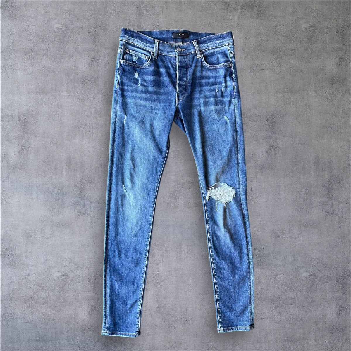 Amiri VERY CLEAN AMIRI FRACTURED STRAIGHT-LEG JEANS SIZE 33 Size US 33 - 1 Thumbnail